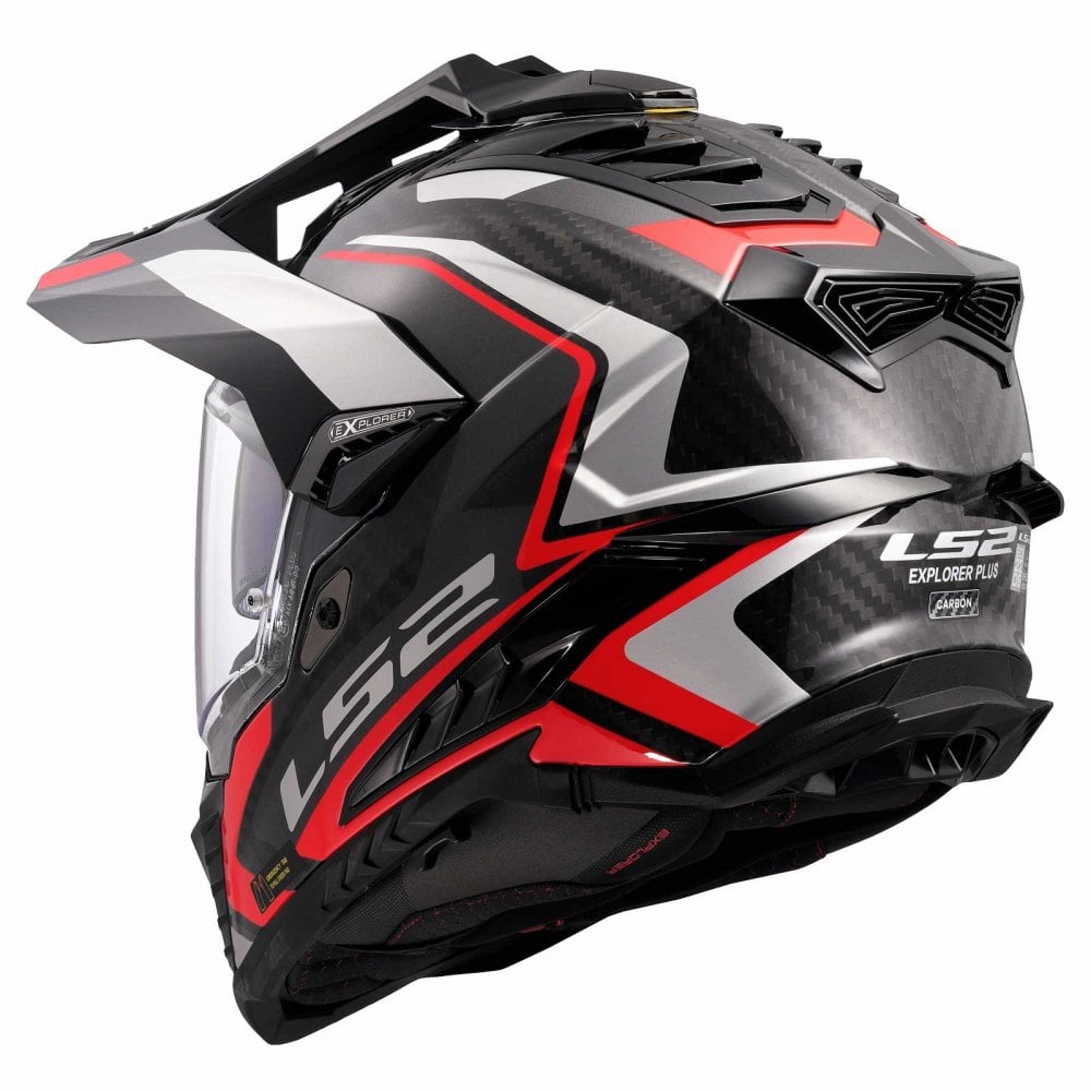 LS2 Motorcycle Adventure Helmet - MX701 C Explorer Carbon (2206) Frontier II (Black/Grey/Red)
