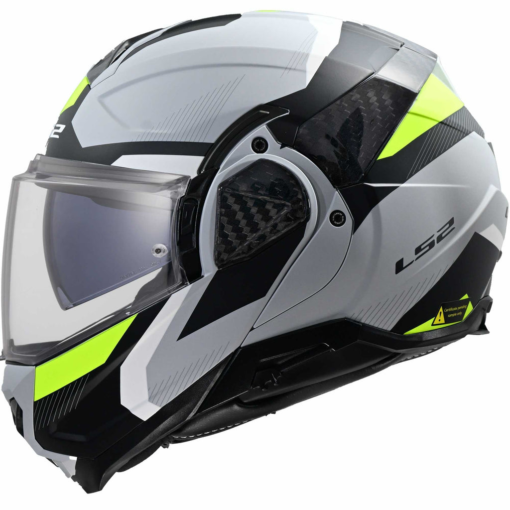 LS2 Motorcycle Touring Flip Over Helmet - FF910 Advant 2 - Triple (Light Grey/High-Vis Yellow)