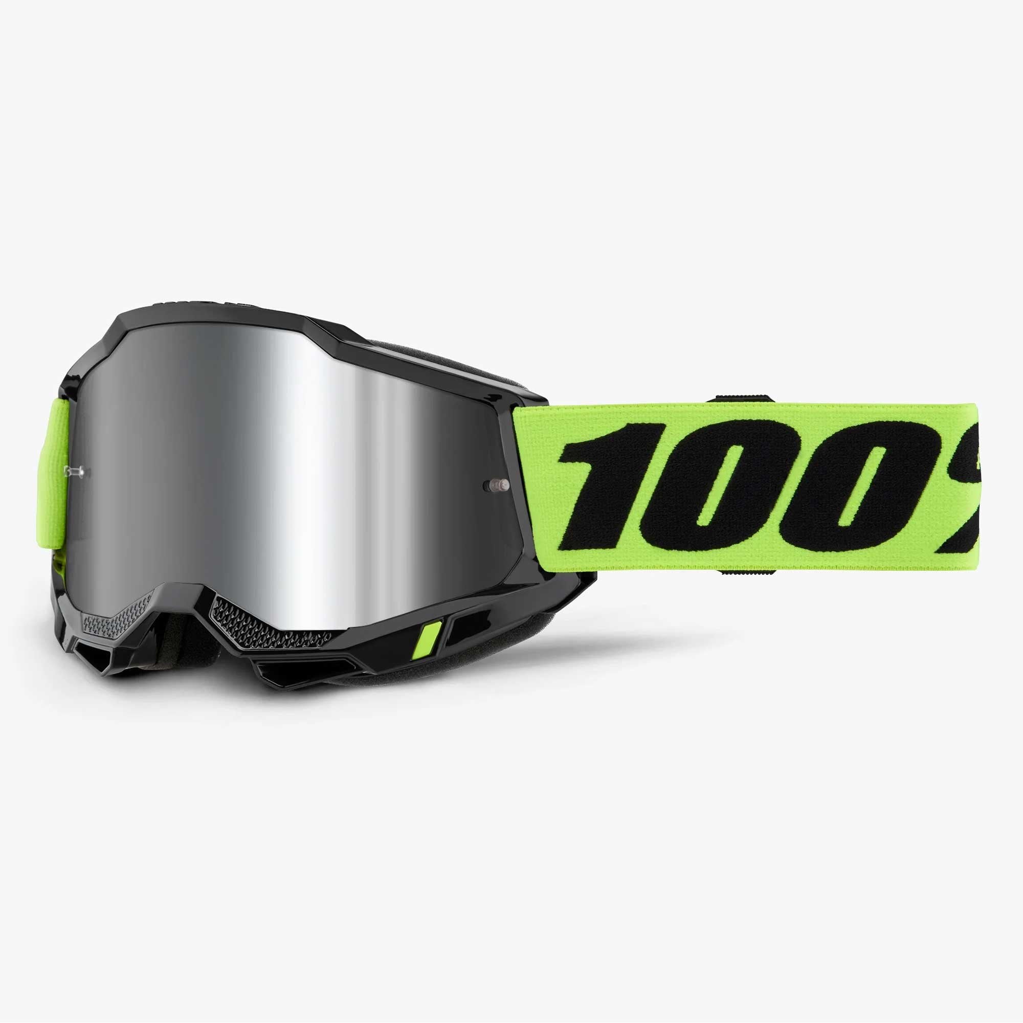 100% MX | MTB Youth Goggles - Accuri-2 (BLACK/FLUO YELLOW) Silver Iridium Lens