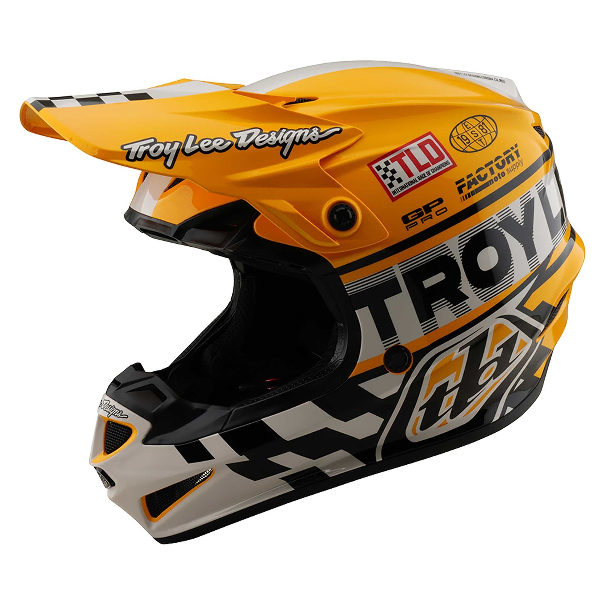Troy Lee Motocross Youth Helmet - GP Pro MIPS - FIFTY-50 (White/Gold)