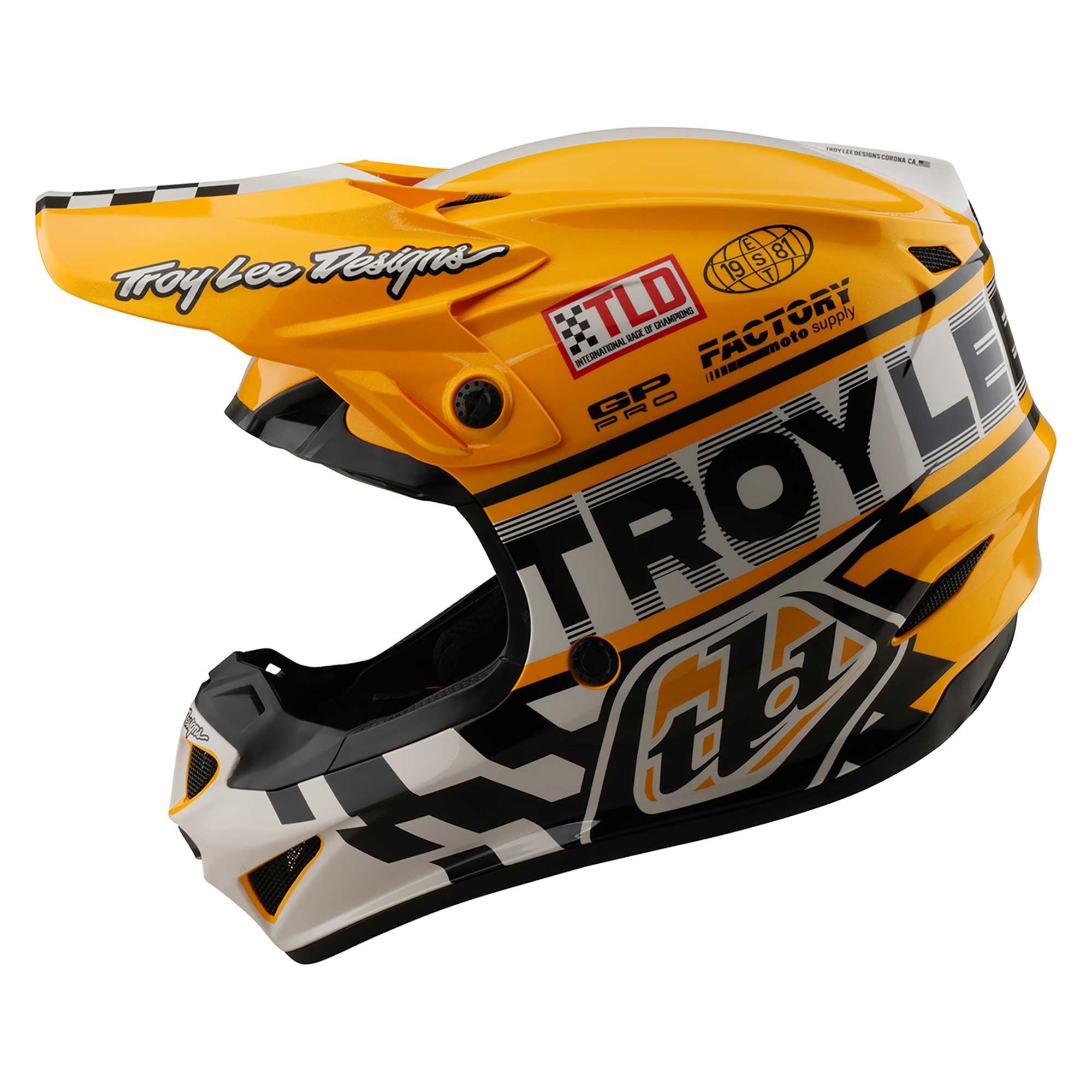 Troy Lee Motocross Youth Helmet - GP Pro MIPS - FIFTY-50 (White/Gold)