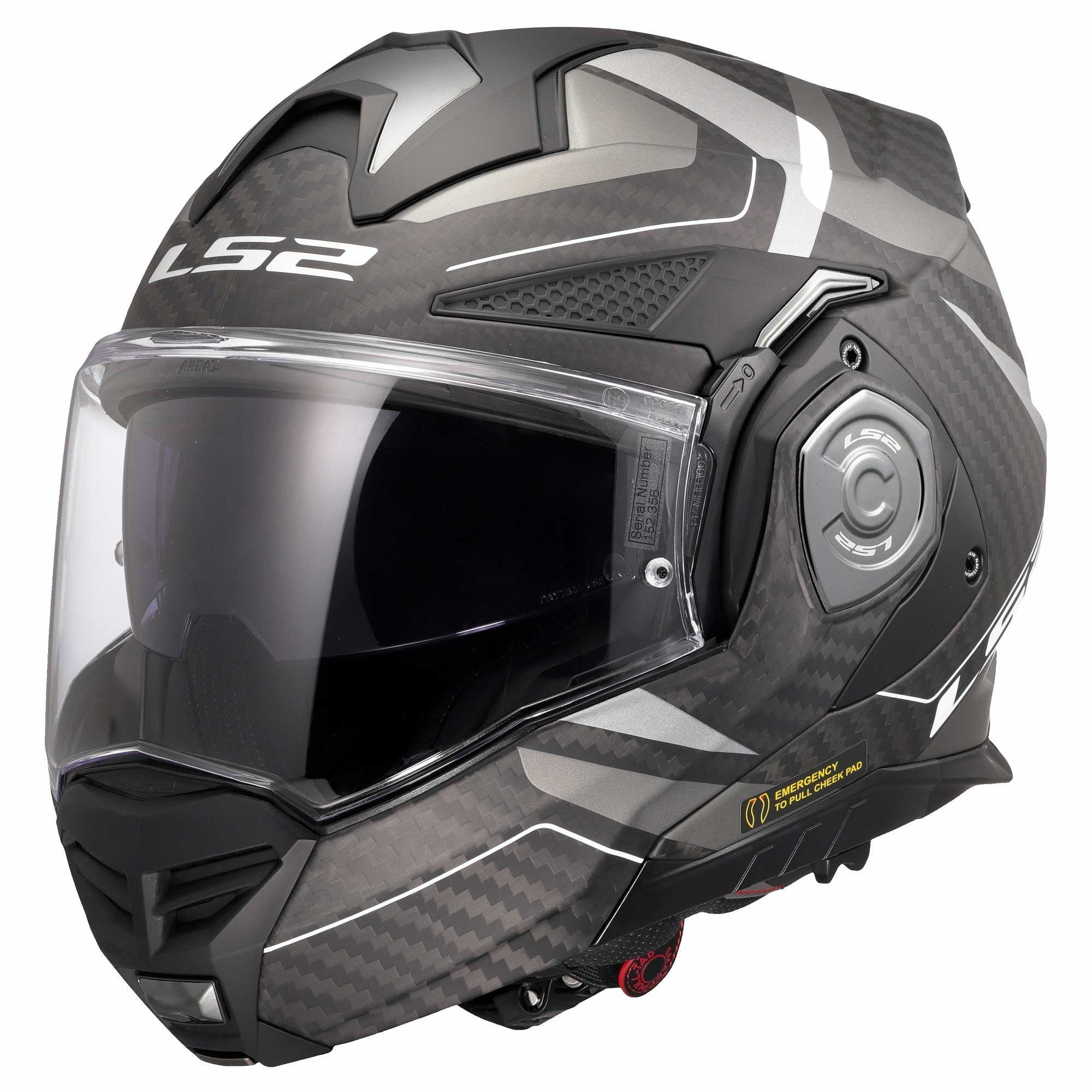 LS2 Motorcycle Touring Flip Over Helmet - FF901 Advant X - C Horizon (Carbon/Silver Grey)