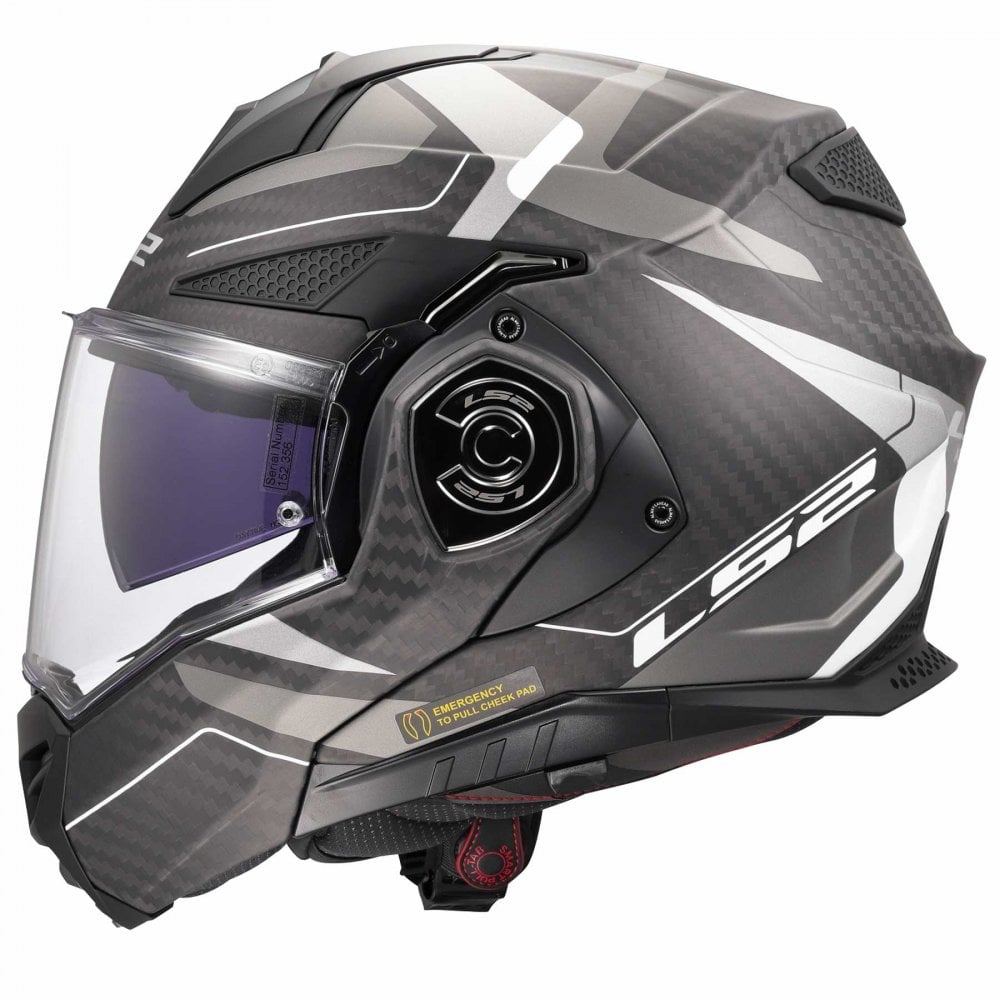 LS2 Motorcycle Touring Flip Over Helmet - FF901 Advant X - C Horizon (Carbon/Silver Grey)