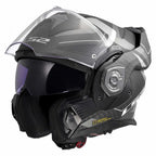 LS2 Motorcycle Touring Flip Over Helmet - FF901 Advant X - C Horizon (Carbon/Silver Grey)