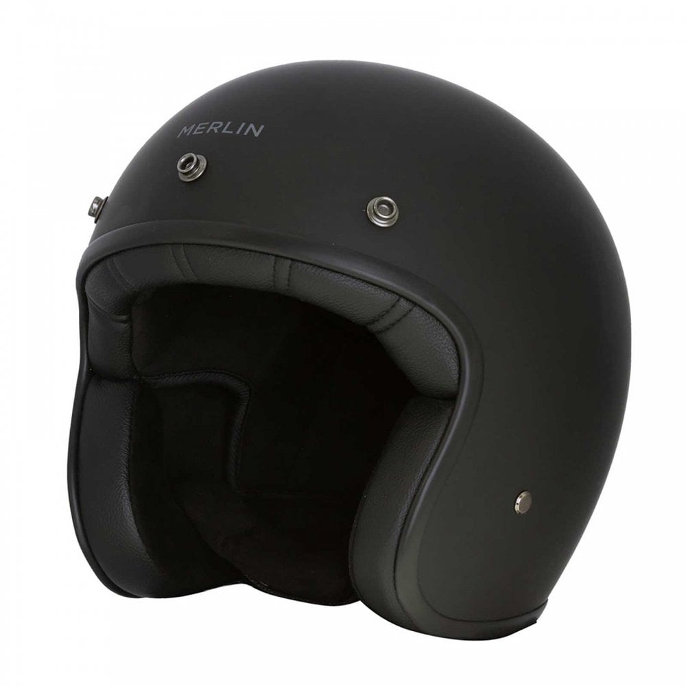 Merlin (2025) Open Face Helmet - Blackbird Jet - Naked (Matt Black)