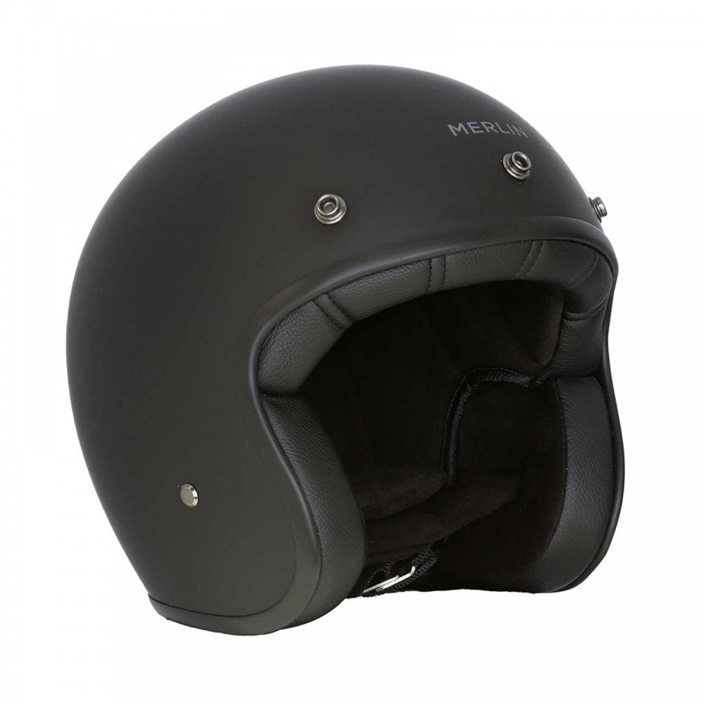 Merlin (2025) Open Face Helmet - Blackbird Jet - Naked (Matt Black)