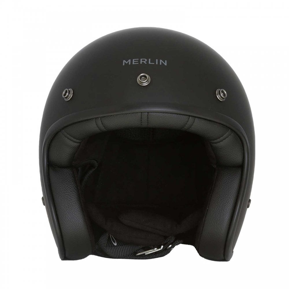 Merlin (2025) Open Face Helmet - Blackbird Jet - Naked (Matt Black)