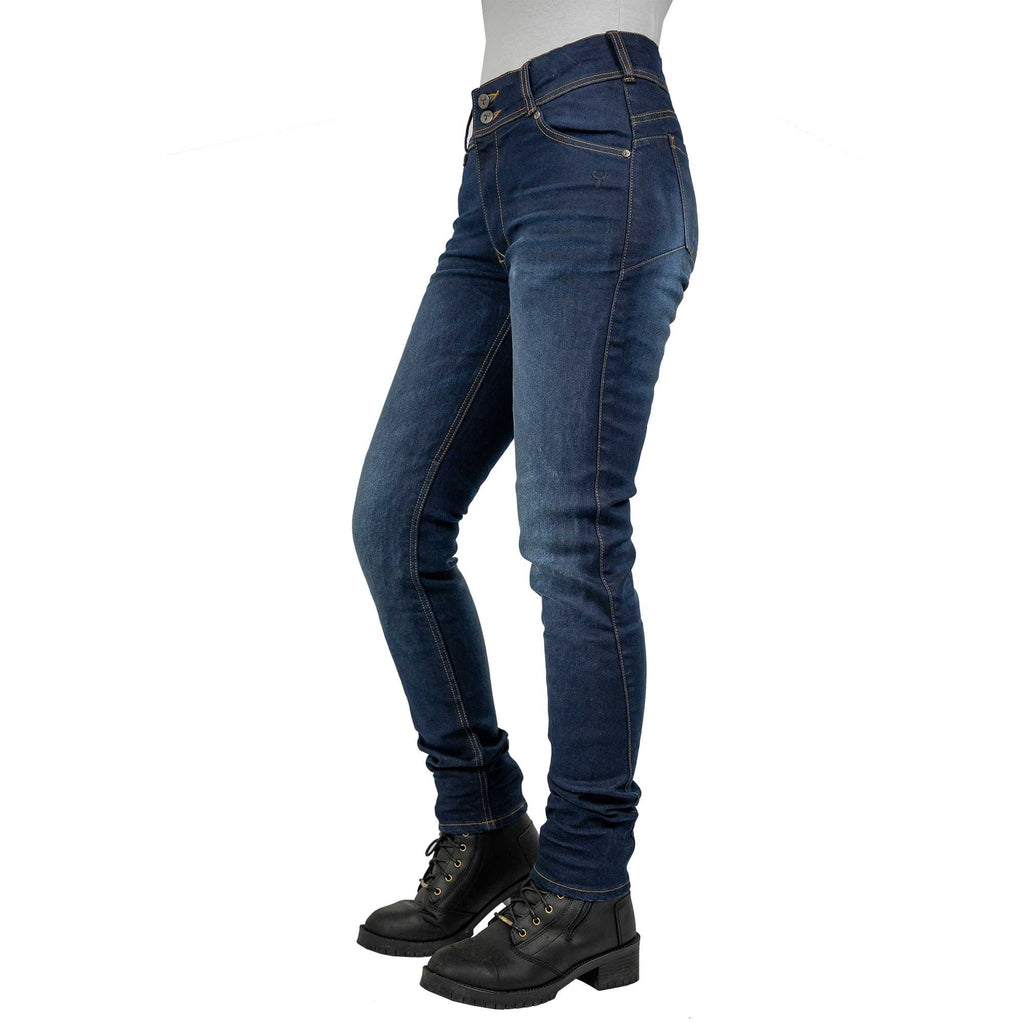 Bull-It Women's Harrier (AA) Slim Motorcycle Jeans (Blue) Short Leg