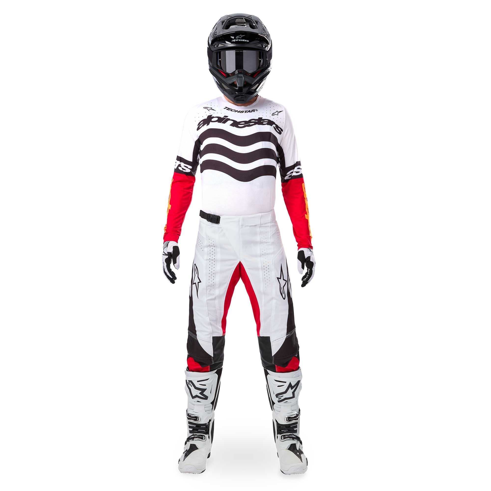 Alpinestars MX Jersey & Pant Kit - Techstar DEEP Limited Edition (Black/White/HighRed)
