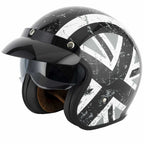 Vcan H589 Open Face Helmet inc Peak (Black Jack)