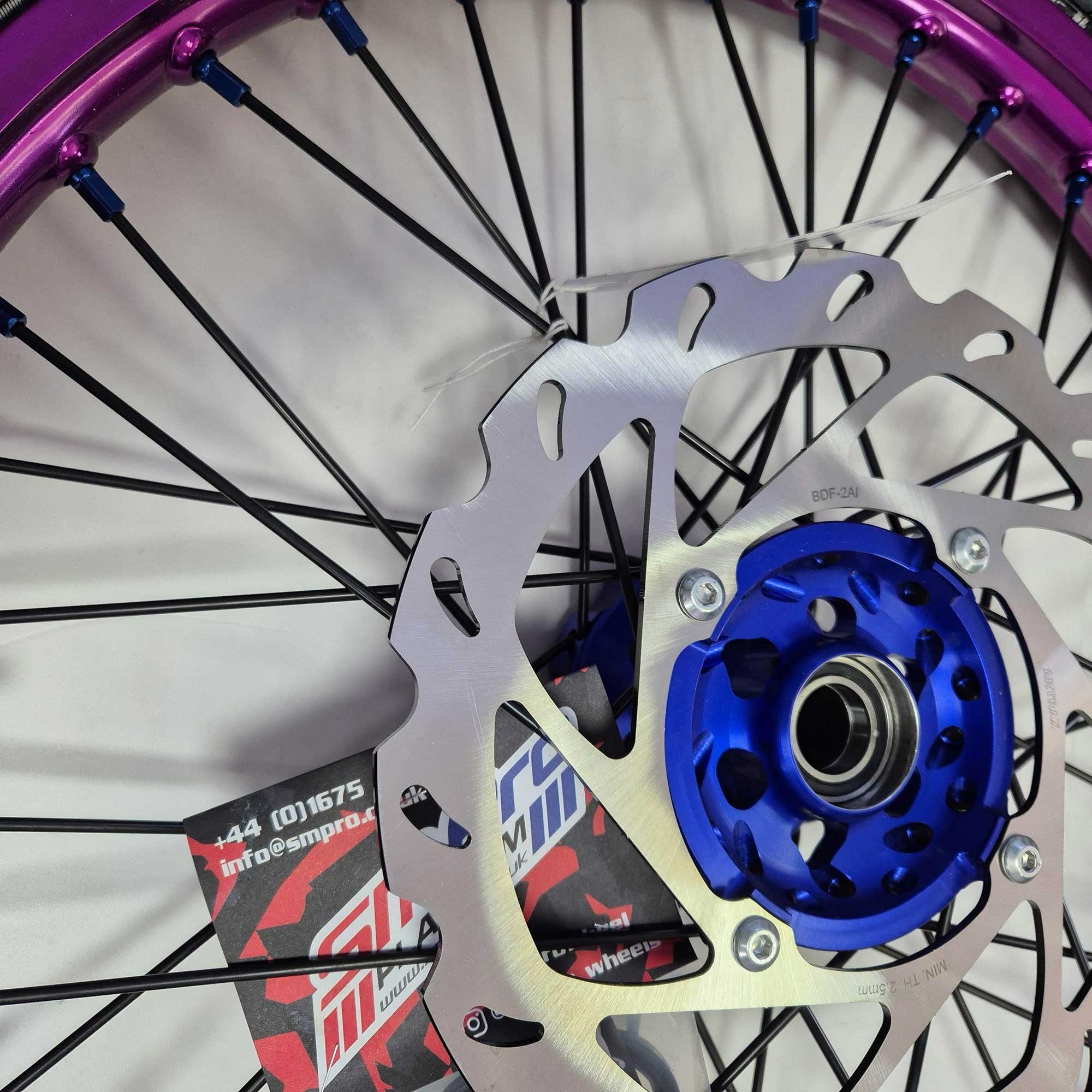 SMPro - Platinum Wheel Set - 21"/19" - KX125/250 06-08, KXF250/450 06-25 - Purple Rim/Blue Hub & Nipples