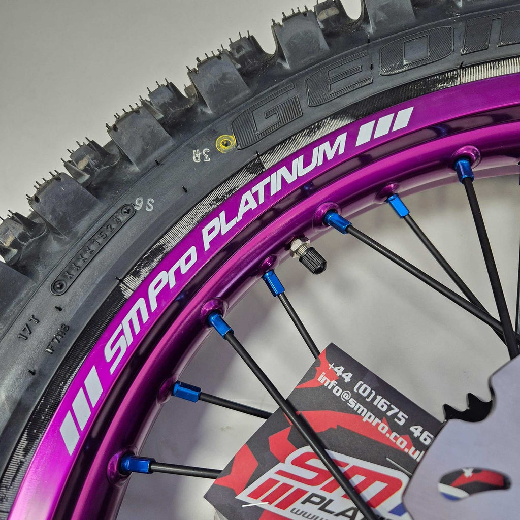 SMPro - Platinum Wheel Set - 21"/19" - KX125/250 06-08, KXF250/450 06-25 - Purple Rim/Blue Hub & Nipples