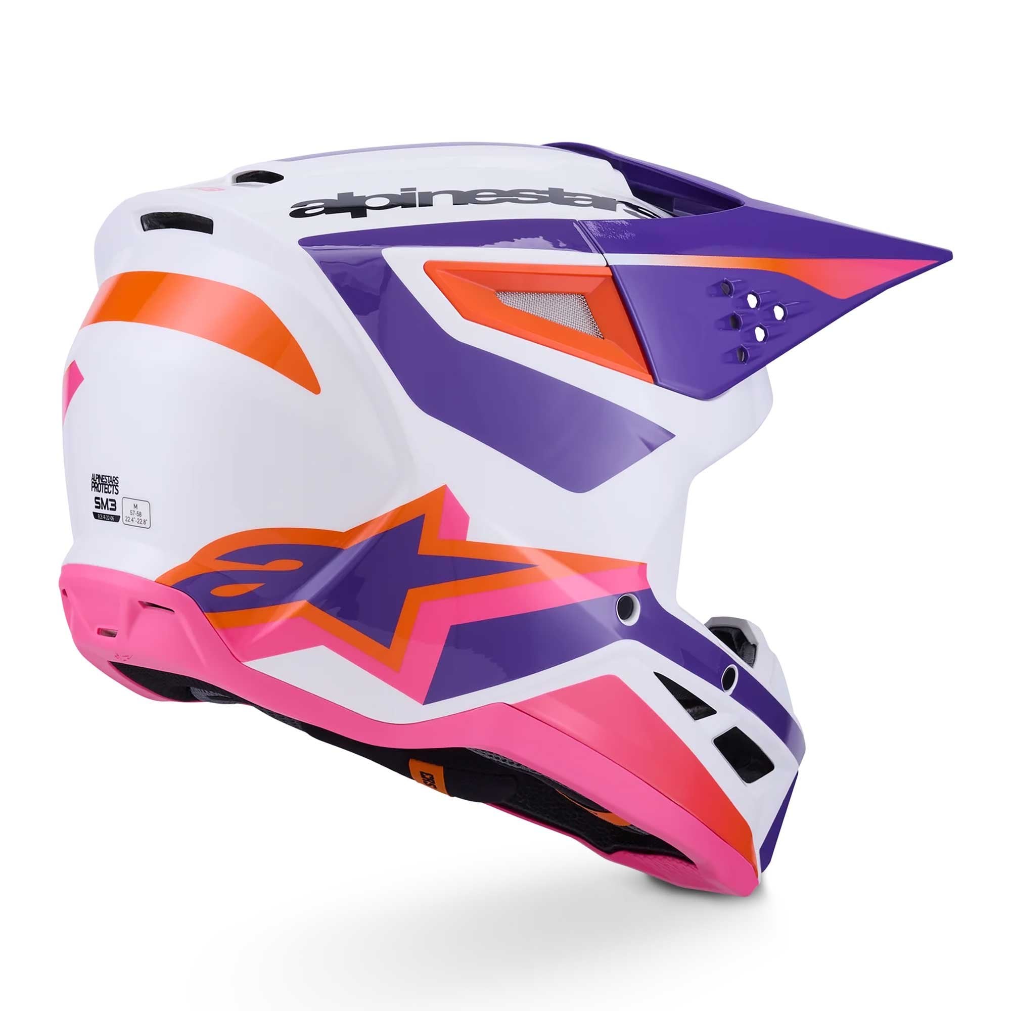 Alpinestars (MX26) MX Helmet - S-M3 HEAT (White/Purple/Pink Gloss)