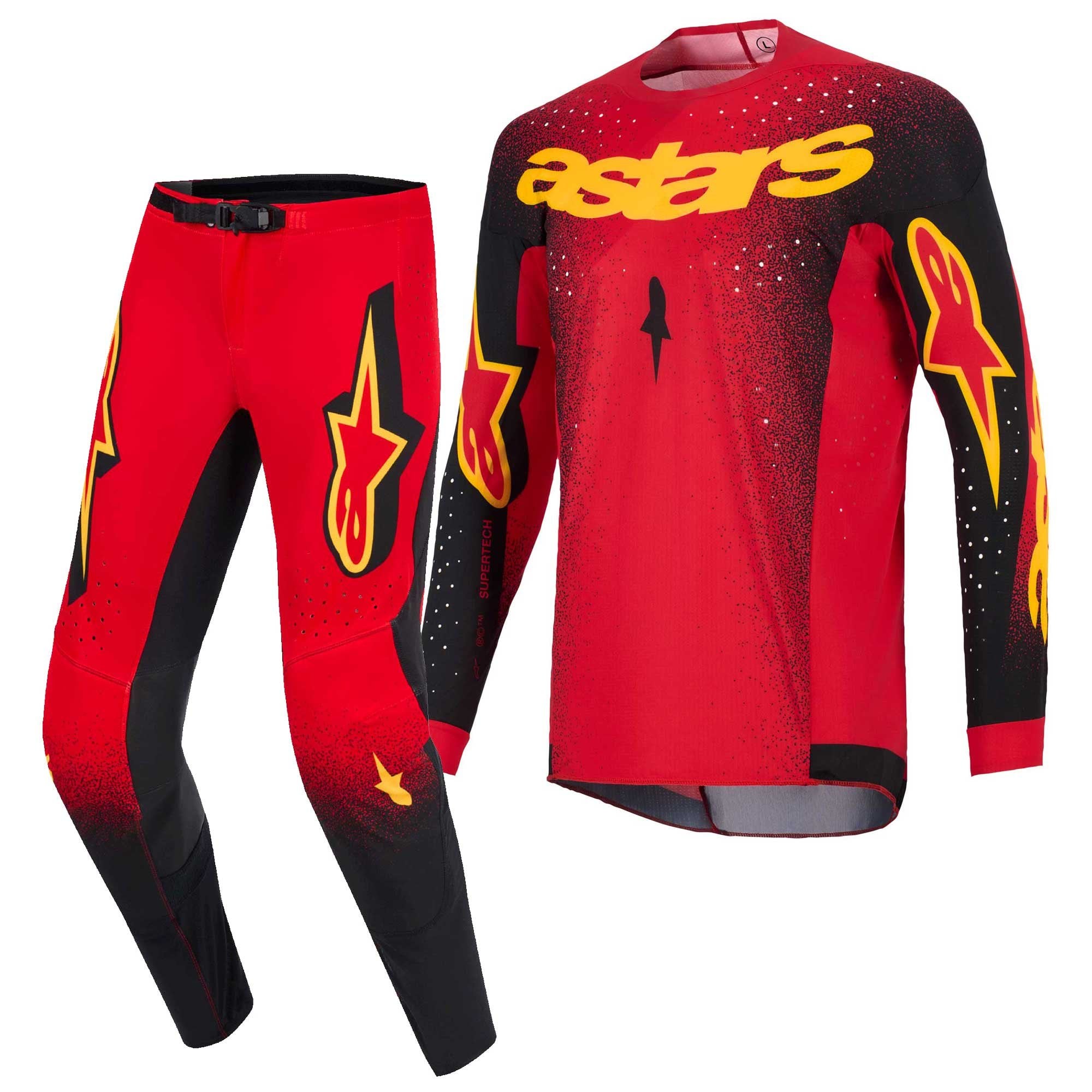 Alpinestars MX Jersey & Pant Kit Deal - SuperTech SCENZ (Red/Black/Yellow)