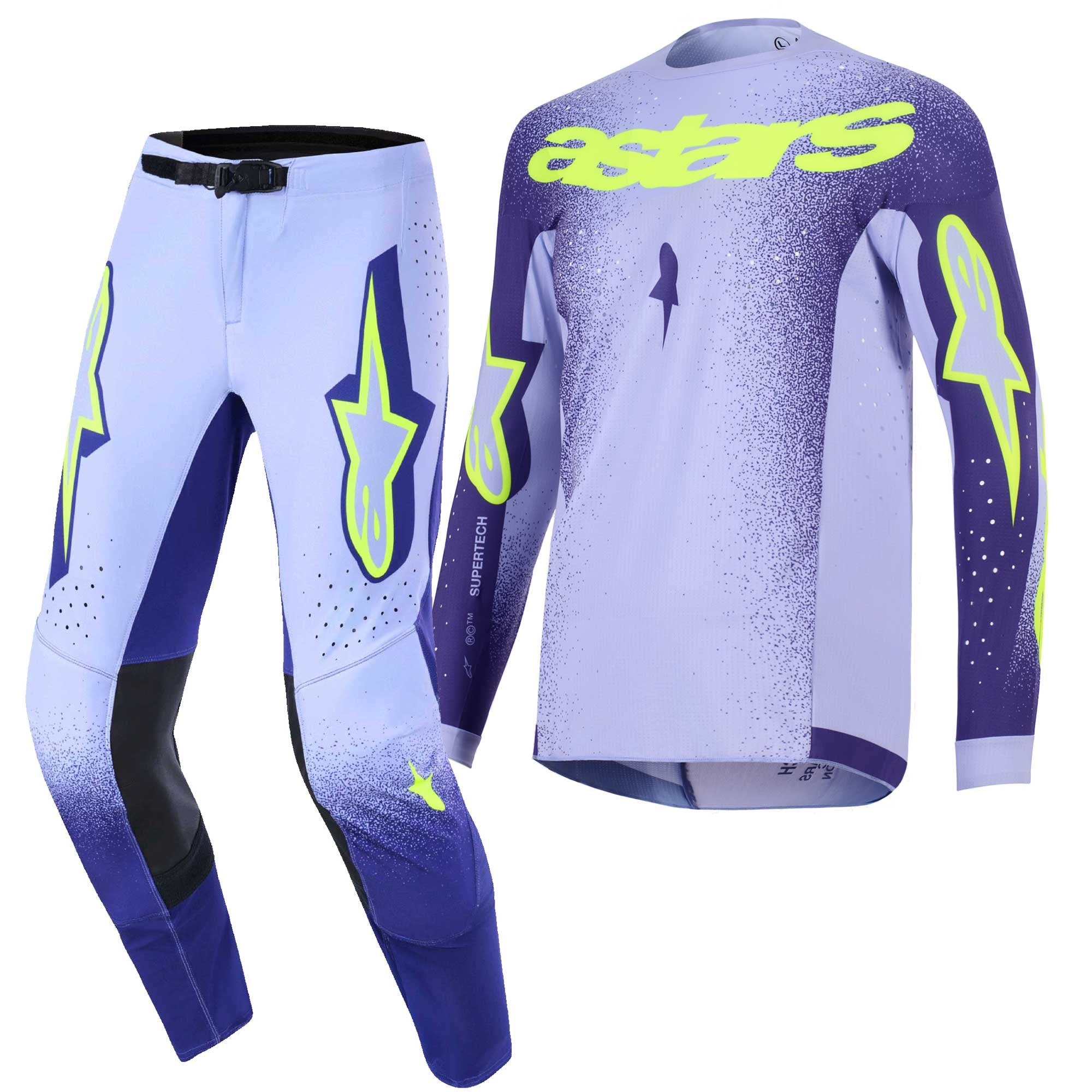 Alpinestars Youth MX Jersey & Pant Kit Deal - SuperTech SCENZ (Purple/Yellow Fluo)