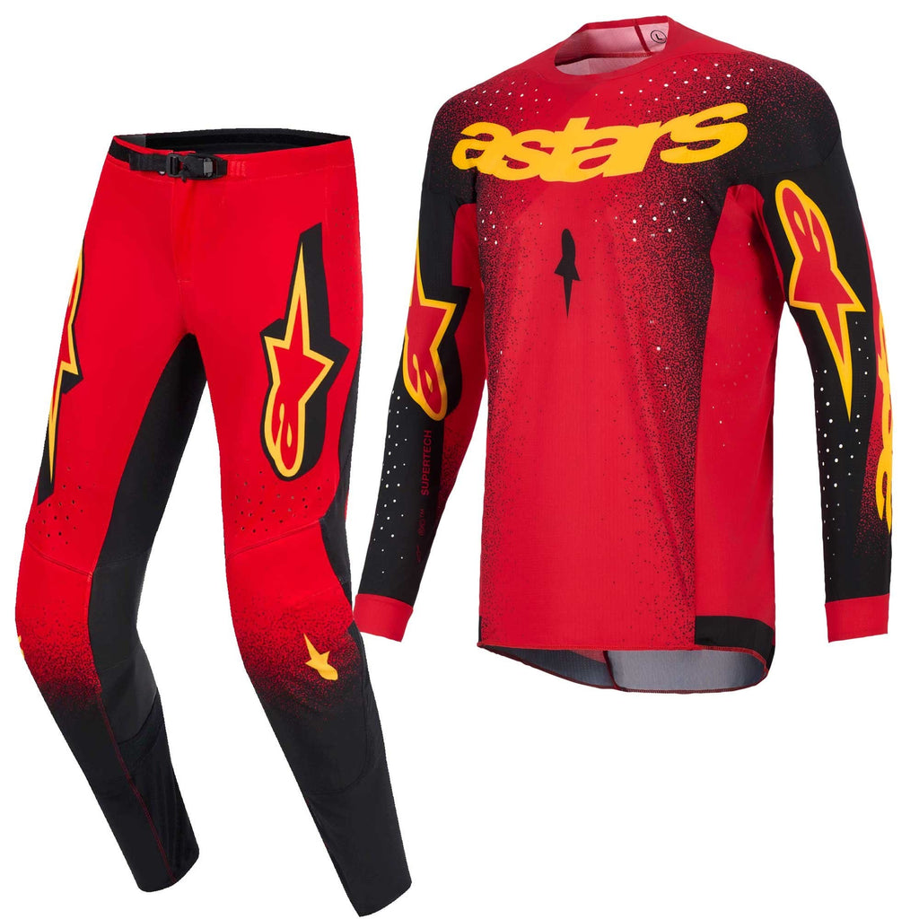 Alpinestars Youth MX Jersey & Pant Kit Deal - SuperTech SCENZ (Red/Black/Yellow)