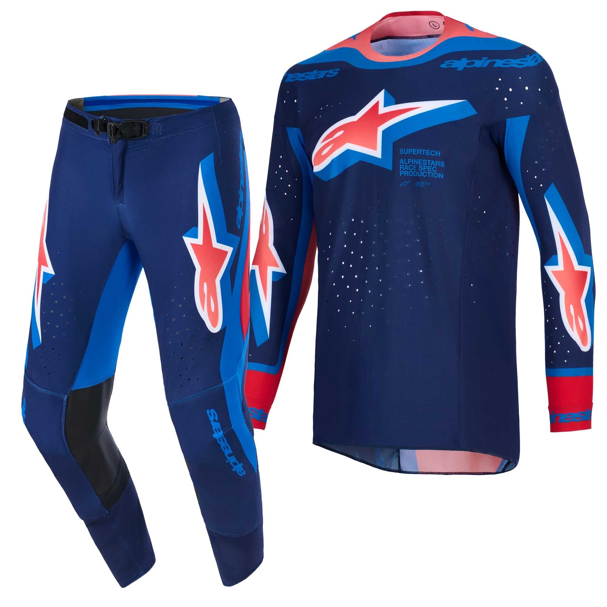 Alpinestars MX Jersey & Pant Kit Deal - SuperTech VISTA (Dark Navy/Hot Coral/Cobalt)