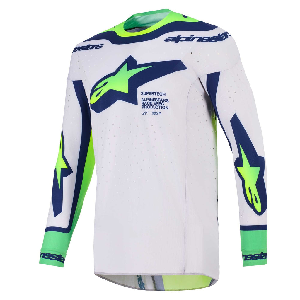Alpinestars MX Jersey & Pant Kit Deal - SuperTech VISTA (Light Grey/Yellow Fluo/Blue)