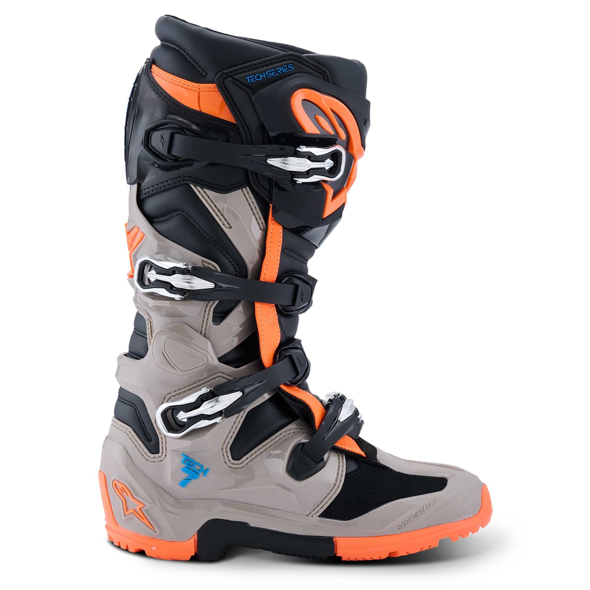 Alpinestars MX Boots - Tech 7 Enduro **NEW Model** (Black/Warm Grey/Orange Fluo)