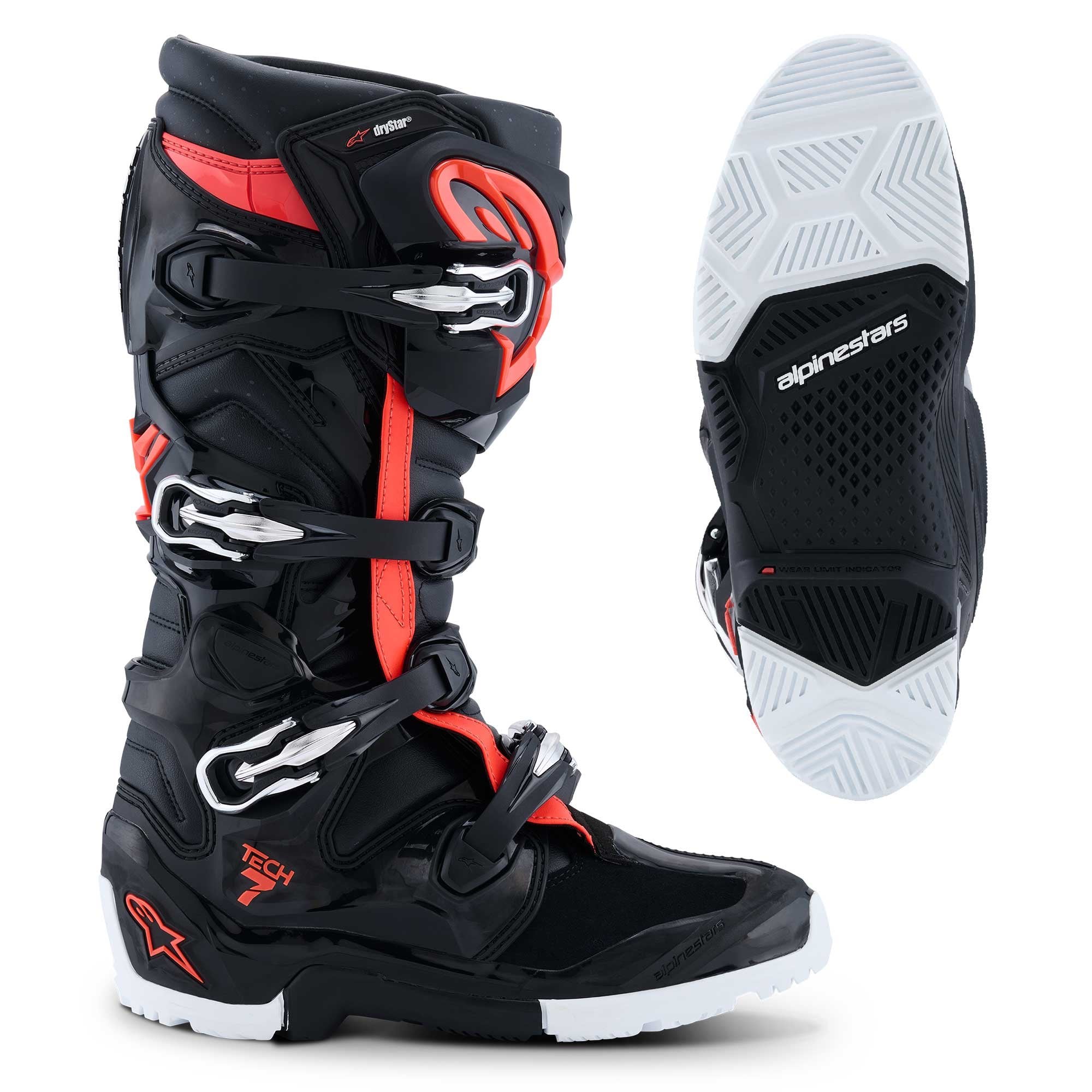 Alpinestars MX Boots - Tech 7 Enduro DRYSTAR **NEW Model** (Black/Red Fluo/White)