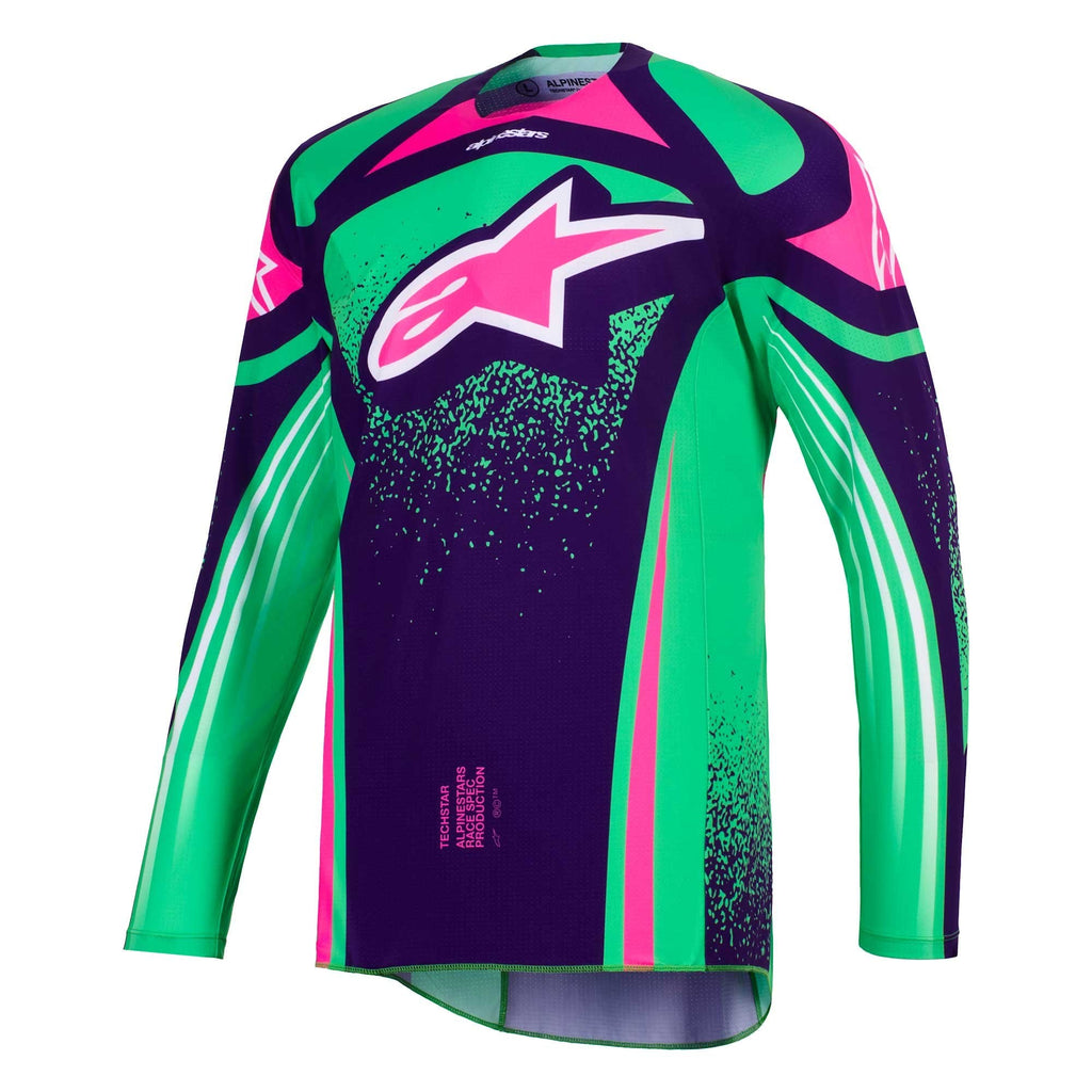 Alpinestars MX Jersey & Pant Kit Deal - TechStar NOMUR (Deep Purple/Green/Pink Fluo)