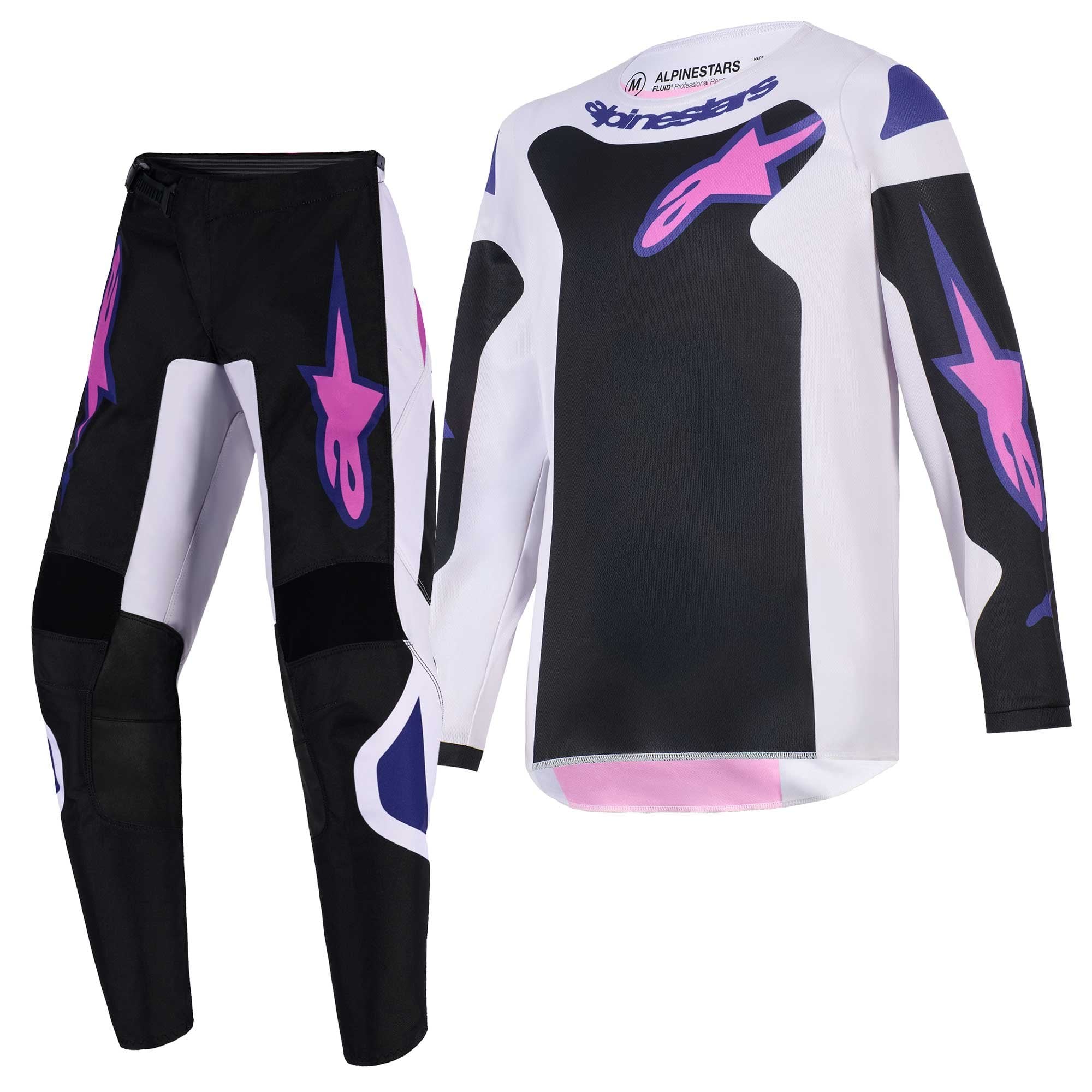 Alpinestars Youth MX Jersey & Pant Kit Deal - Fluid GRID (Black/Light Grey/Purple)