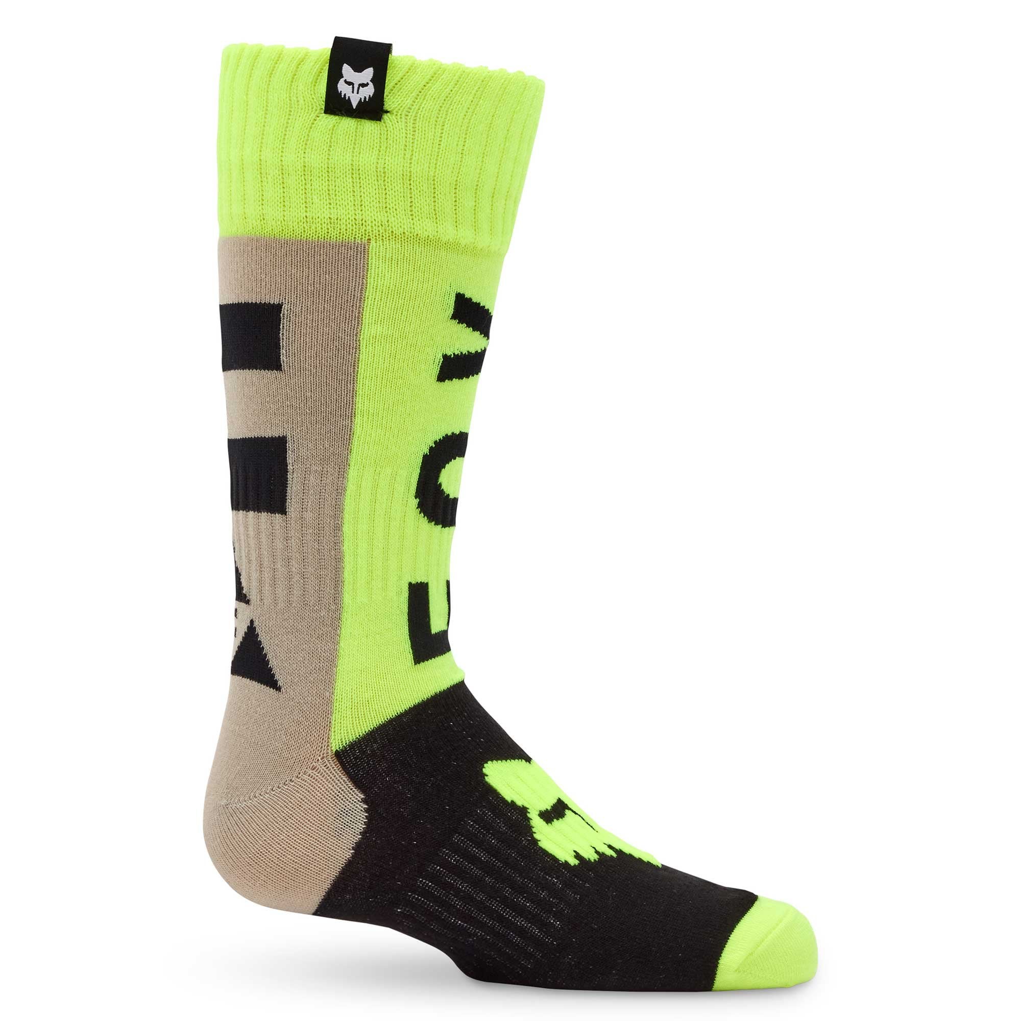 FOX Racing Youth MX Socks - 180 COLLECT (Grey/Flo Yellow/Black)