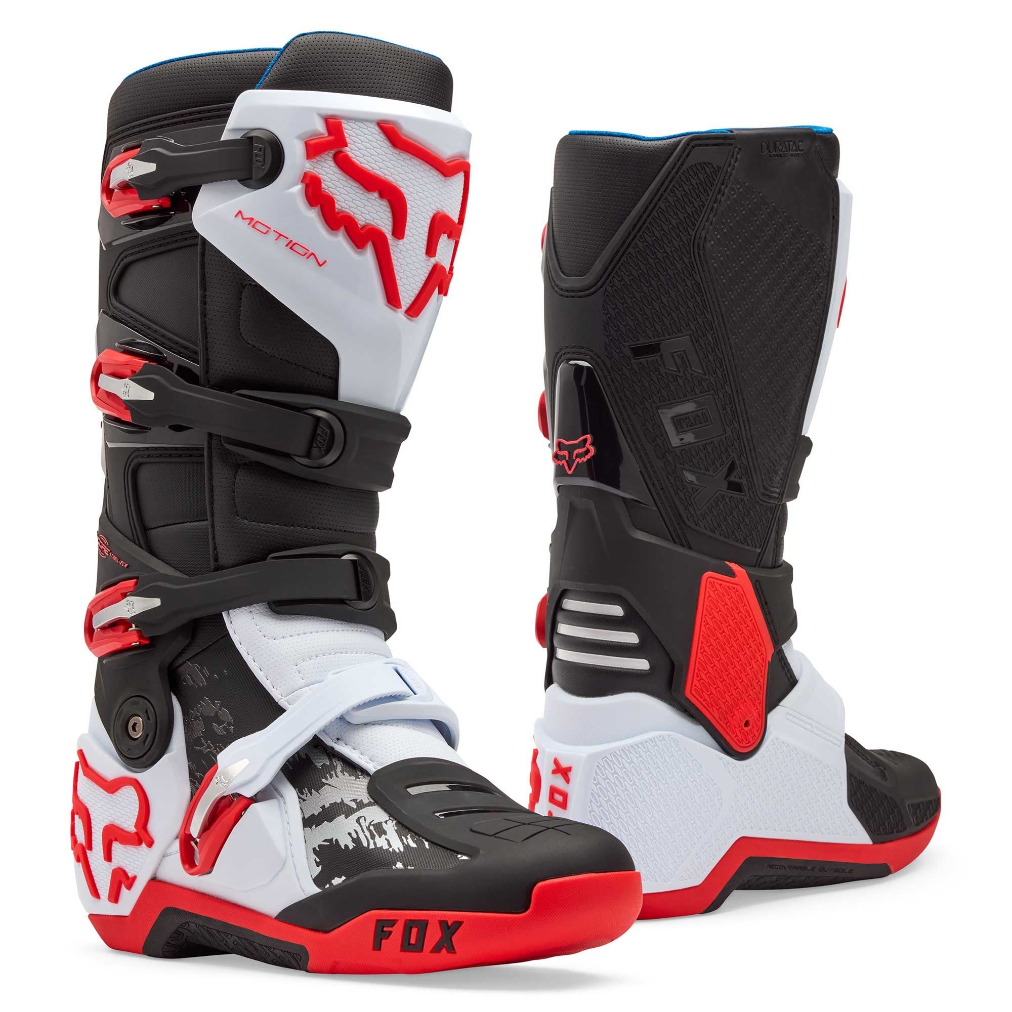 FOX Racing Motocross Boots - MOTION 2.0 (White/Fluo Red/Black)