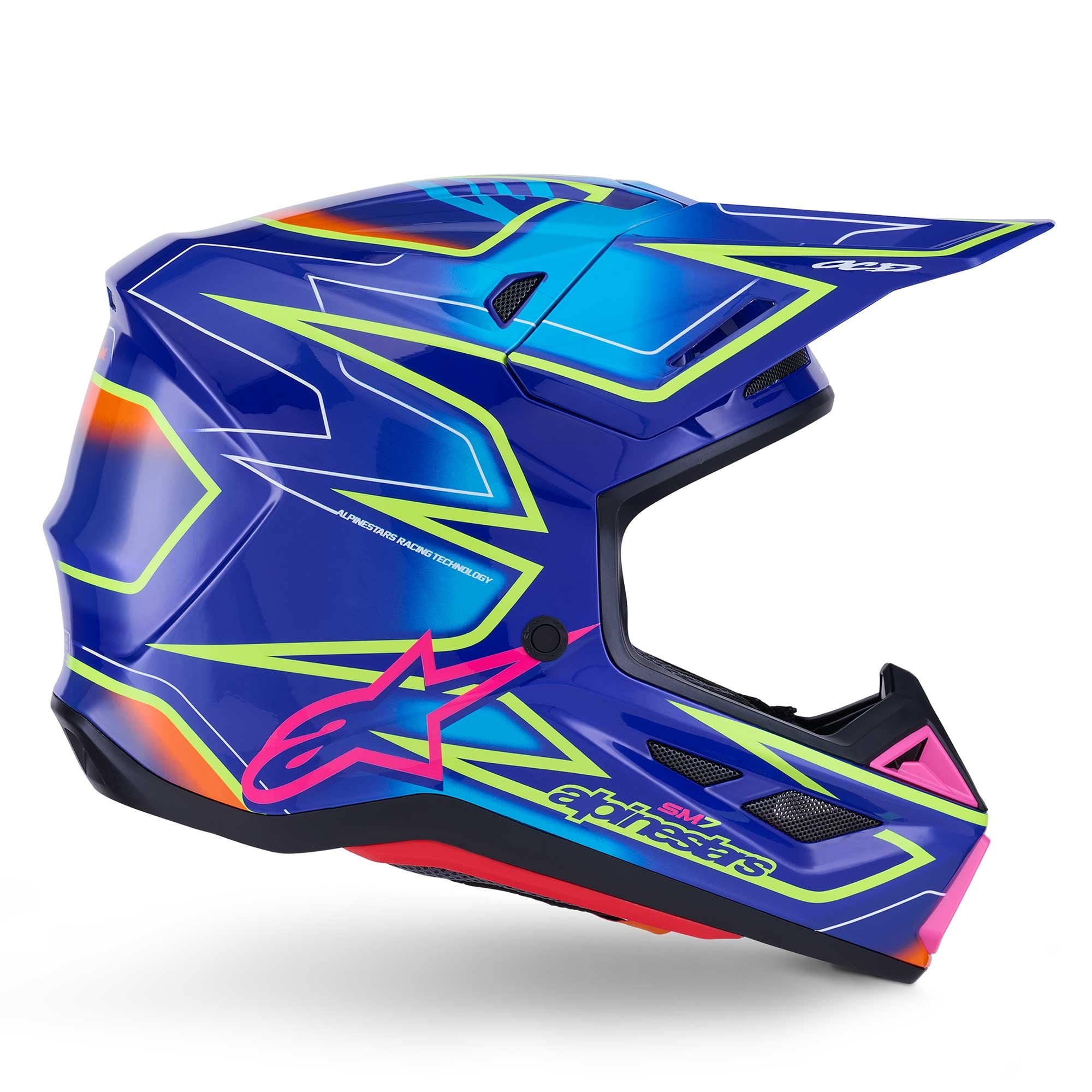 Alpinestars (MX26) MX Helmet - S-M7 CAST (Blue/Pink/Yellow Fluo Gloss)