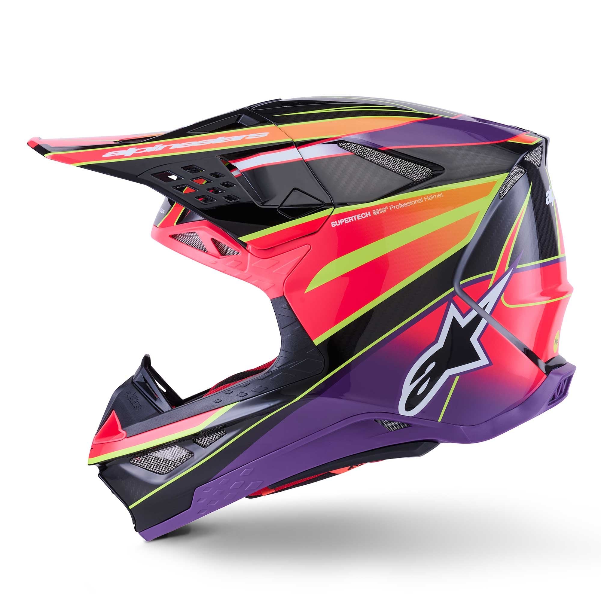 Alpinestars S-M10 MX Helmet - ERA (Pink/Violet/Yellow Fluo Gloss)