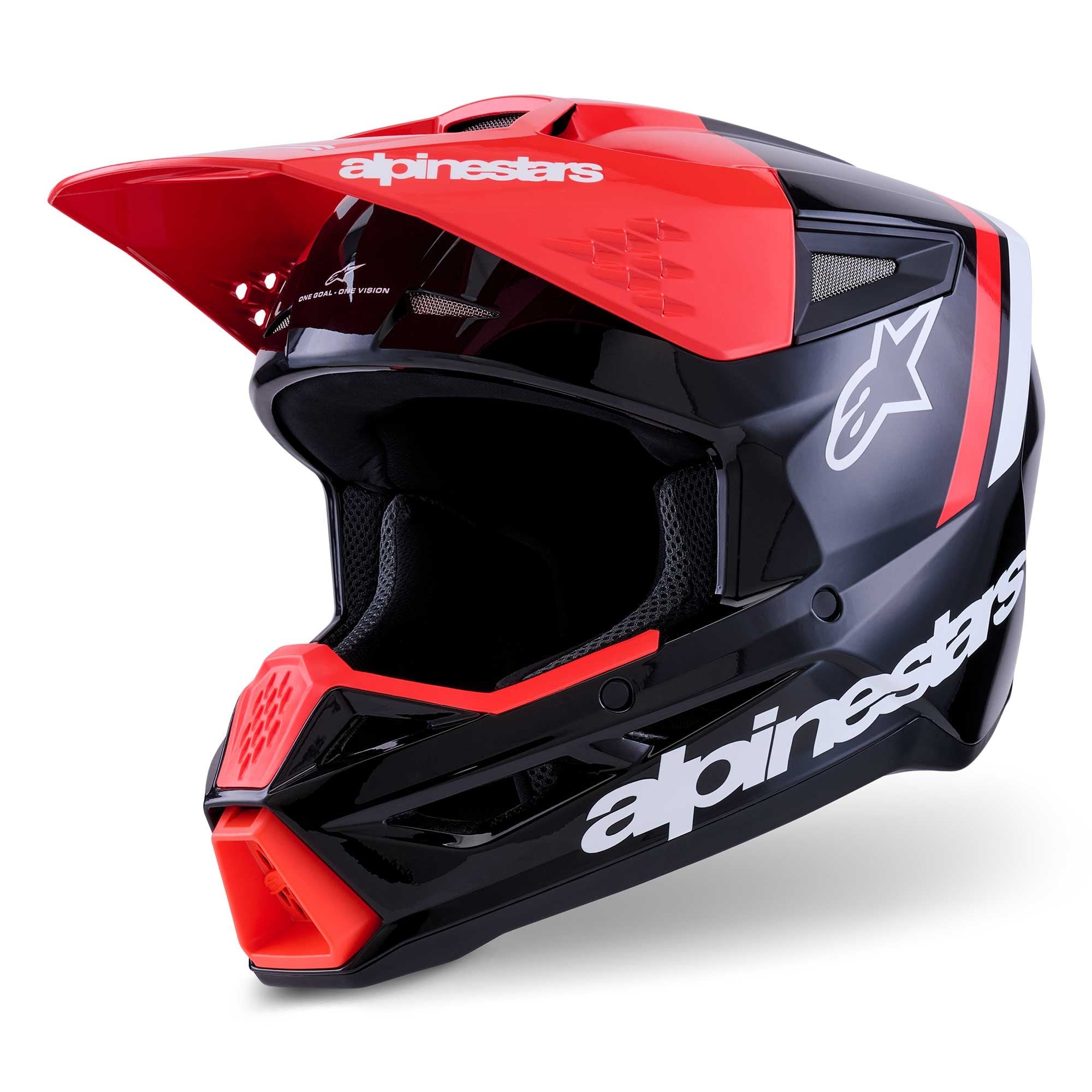 Alpinestars (MX26) MX Helmet - S-M3 RADIUM (Black/Red Fluo/White Gloss)
