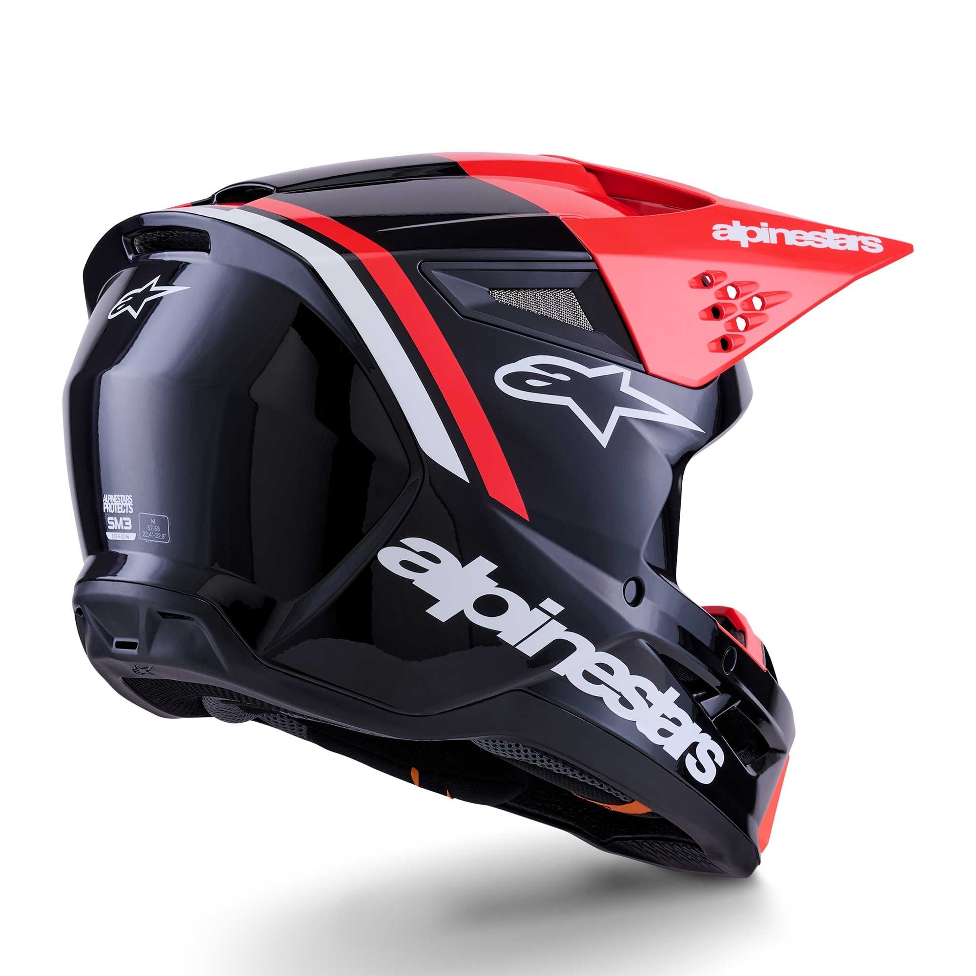 Alpinestars (MX26) MX Helmet - S-M3 RADIUM (Black/Red Fluo/White Gloss)