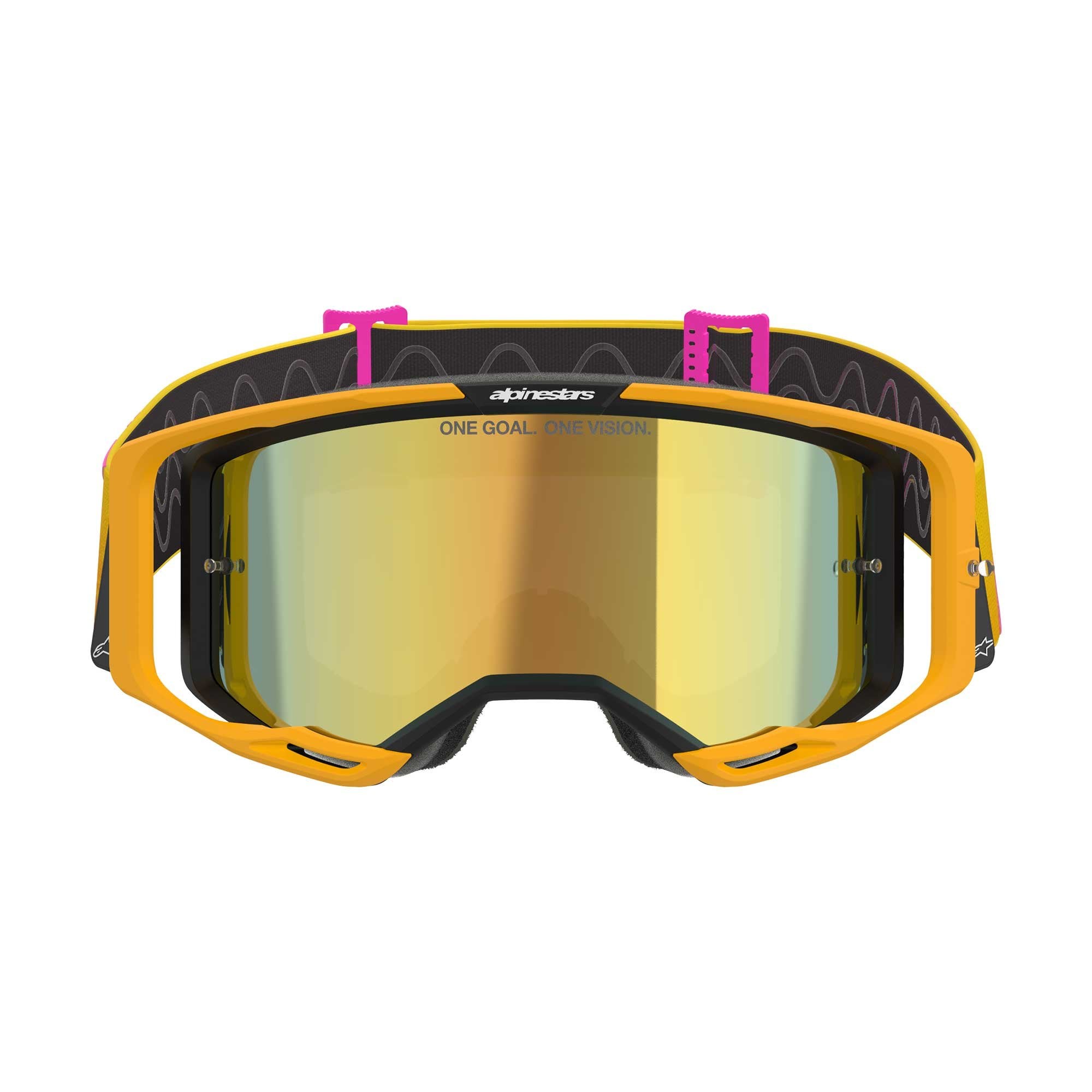 Alpinestars MX | MTB Vision 8 Goggles CORP (Orange/Yellow/Pink) Mirror Gold Lens