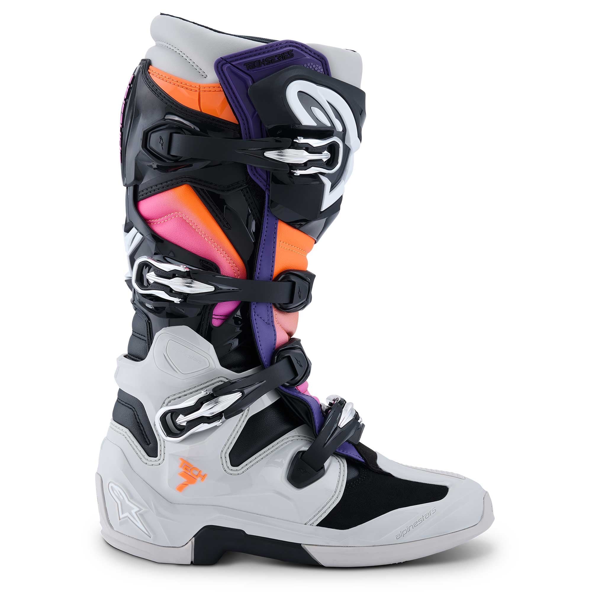 Alpinestars MX Boots - Tech 7 **NEW Model** (Black/Light Grey/Orange Fluo/Magento)