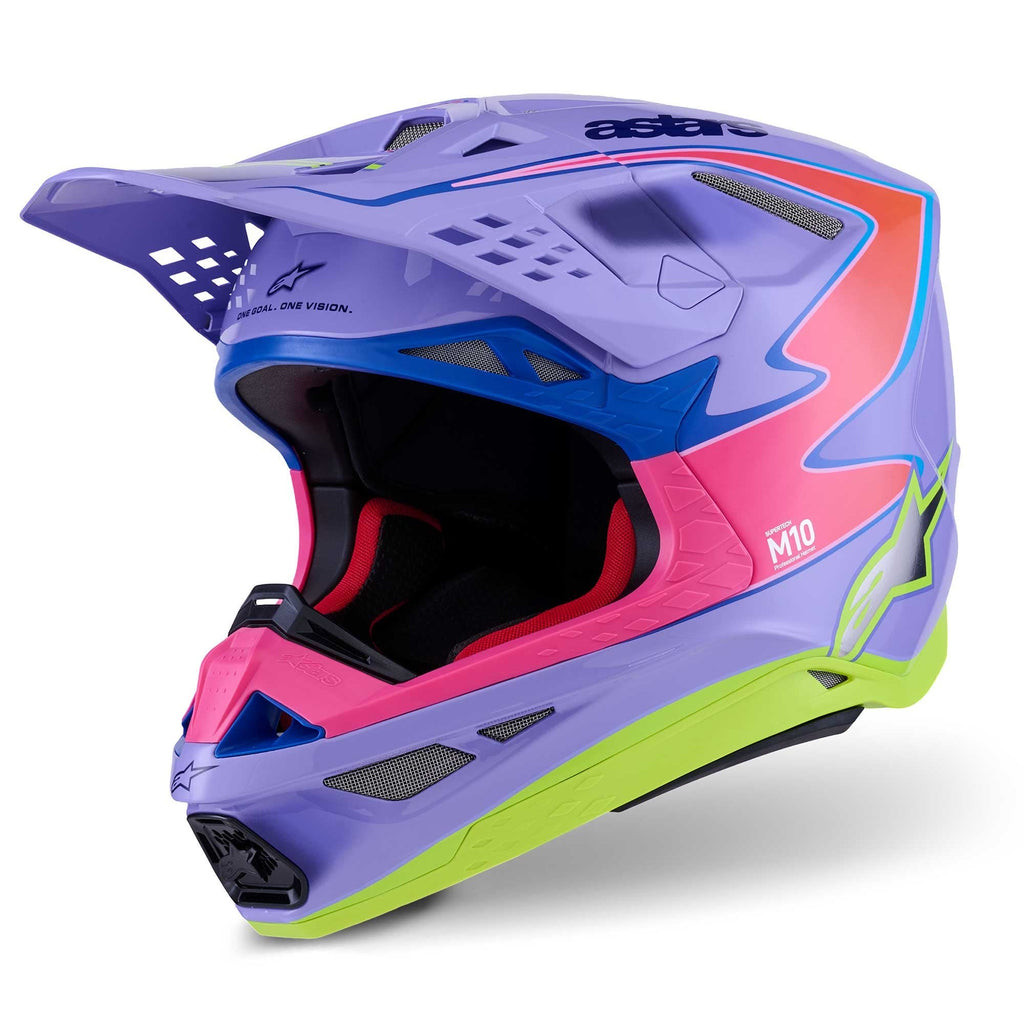 Alpinestars S-M10 MX Helmet - S-M10 Jett Lawrence R01 (Purple/Pink Fluo/Yellow Fluo Gloss)