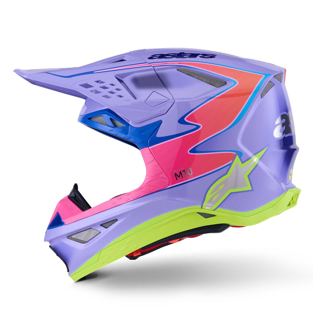 Alpinestars S-M10 MX Helmet - S-M10 Jett Lawrence R01 (Purple/Pink Fluo/Yellow Fluo Gloss)