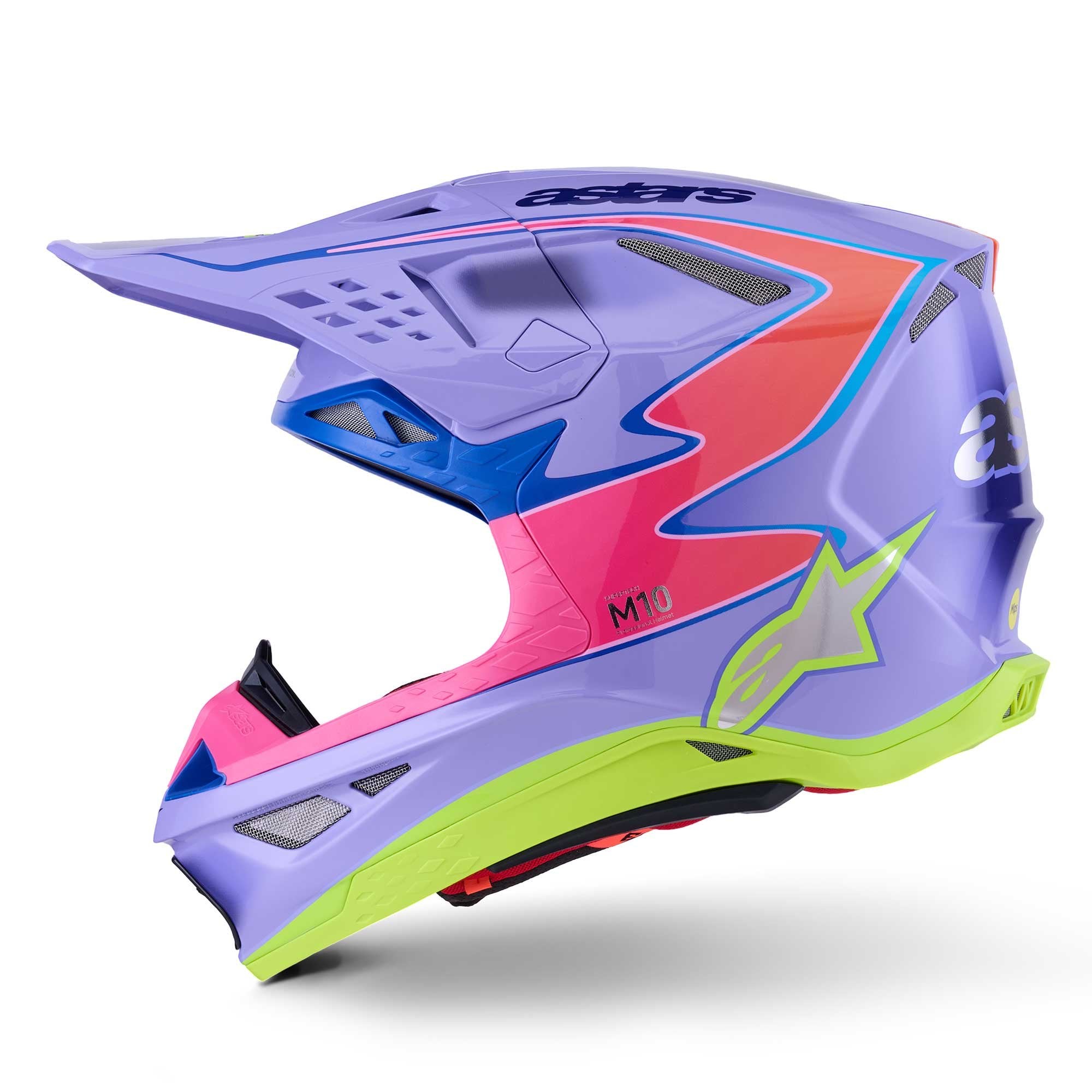 Alpinestars S-M10 MX Helmet - S-M10 Jett Lawrence R01 (Purple/Pink Fluo/Yellow Fluo Gloss)
