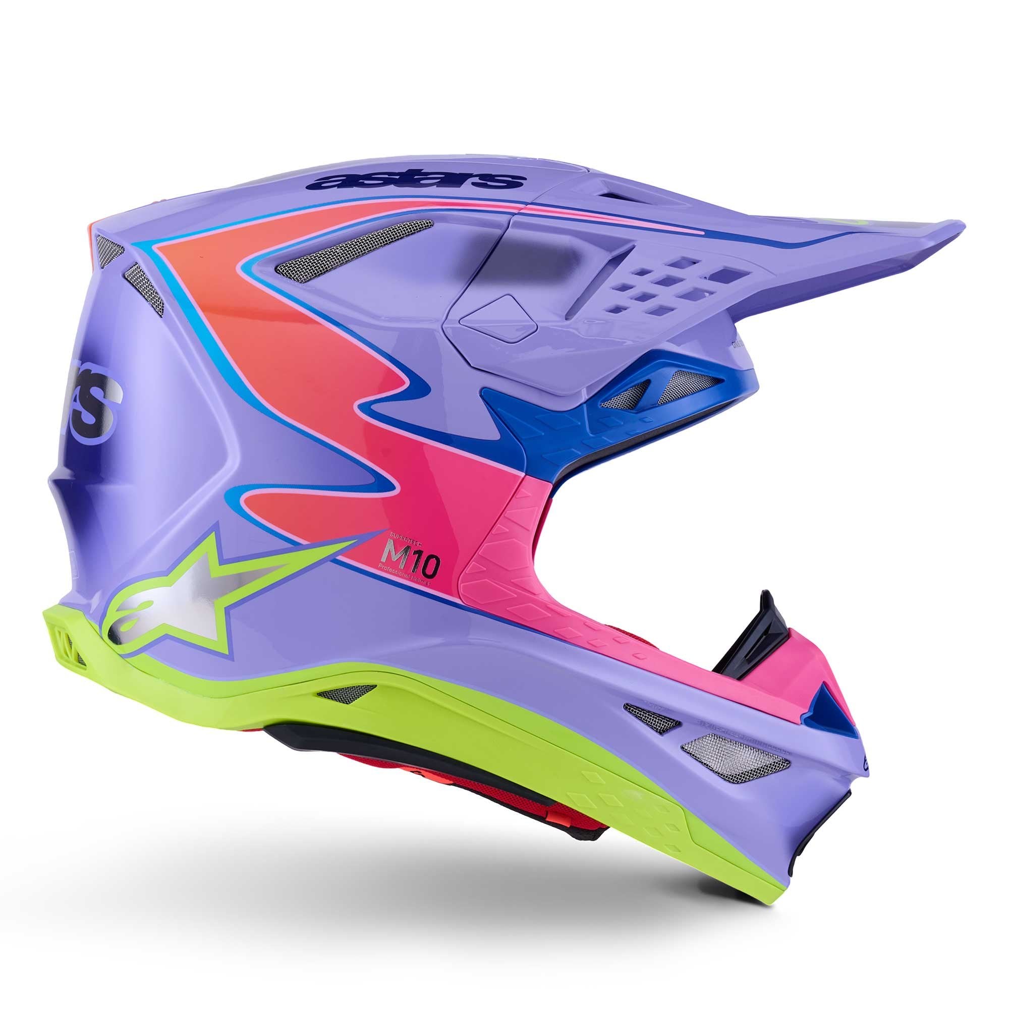 Alpinestars S-M10 MX Helmet - S-M10 Jett Lawrence R01 (Purple/Pink Fluo/Yellow Fluo Gloss)