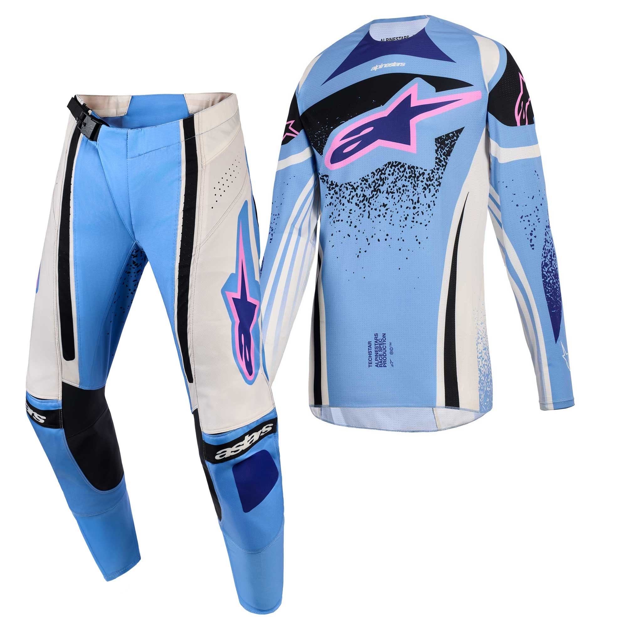Alpinestars Women's MX Jersey & Pant Kit Deal - Stella TechStar NOMUR (Light Blue/Off White/Black)