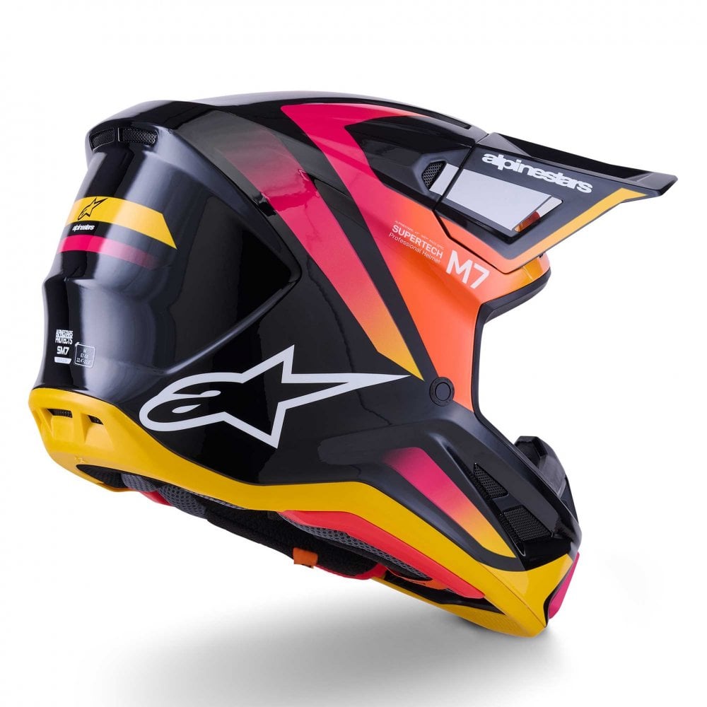 Alpinestars S-M7 RISE MX | Enduro Helmet (Black/Yellow/Pink Gloss)