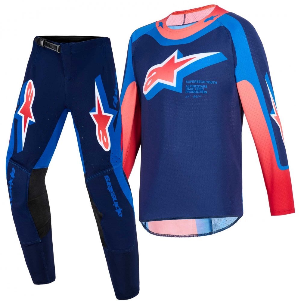 Alpinestars MX Jersey & Pant Kit Deal - SuperTech VISTA (Dark Navy/Hot Coral/Cobalt)