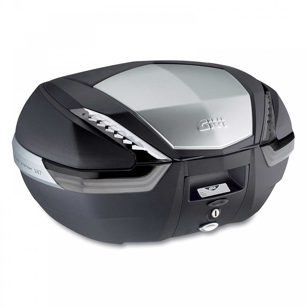 Givi (Top Box) - V47NT - Black with Anodised Aluminium Finish w/Smoked Reflectors