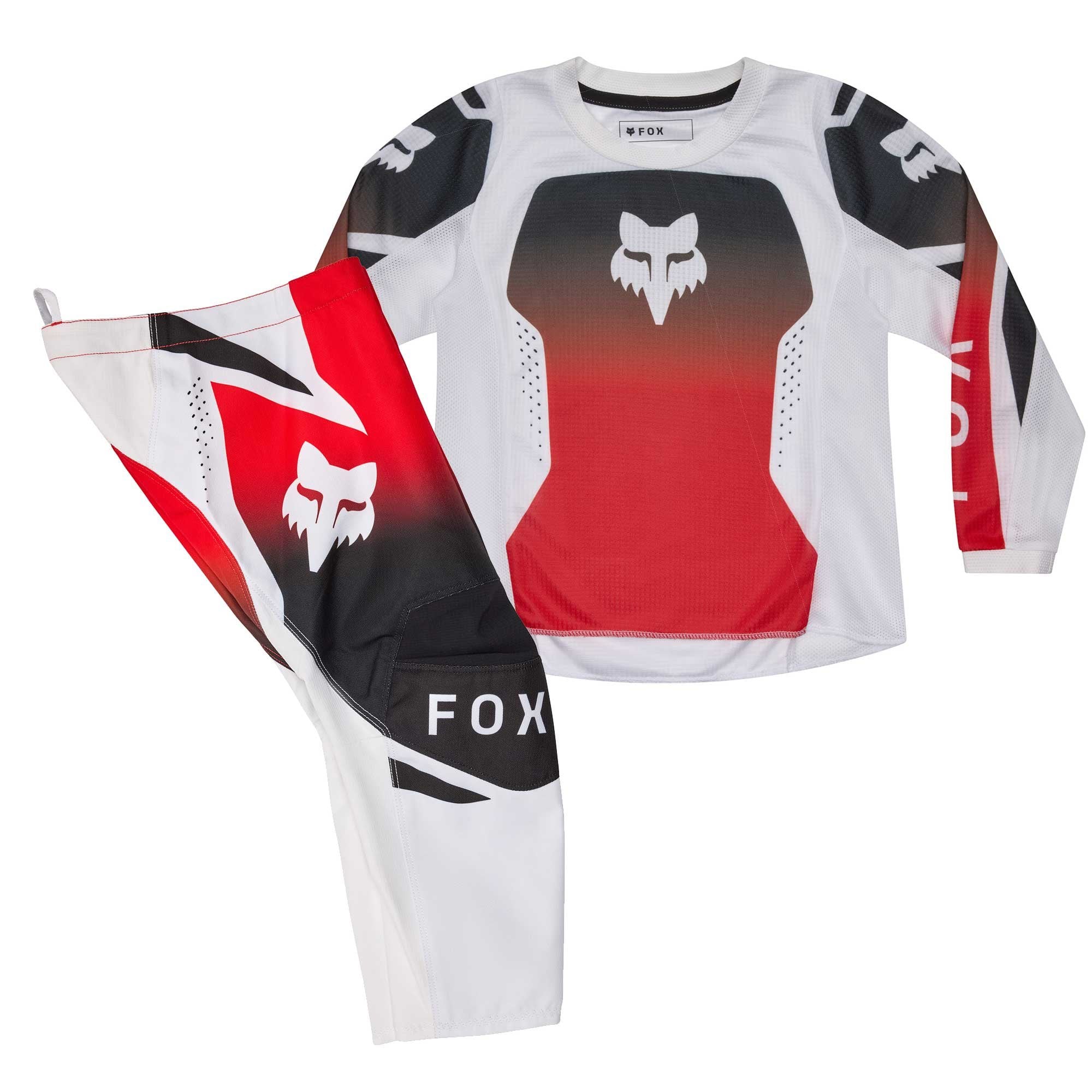 FOX Racing Kids MX Jersey & Pant Kit Deal - 180 SHIELD (Fluo Red/White/Black)