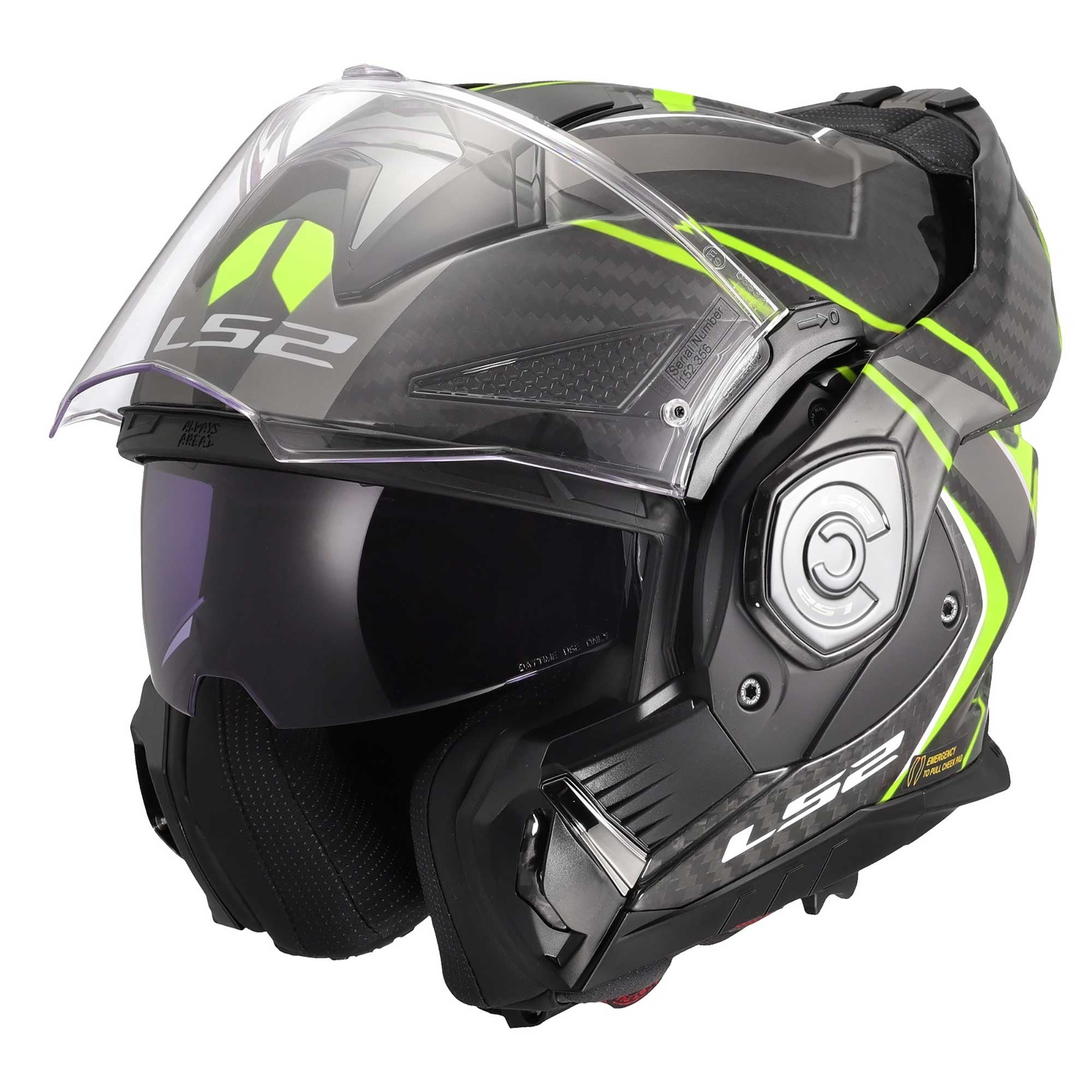 LS2 Motorcycle Touring Flip Over Helmet - FF901 Advant X - C Future (Hi Vis Yellow)
