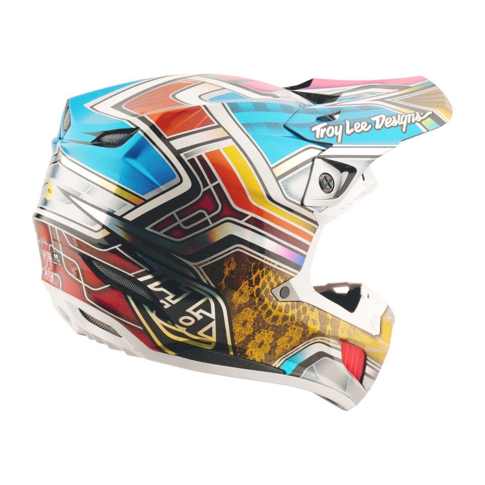 Troy Lee Motocross Helmet - SE5 Carbon MIPS - LOWRIDER (Silver/Blue/Pink)