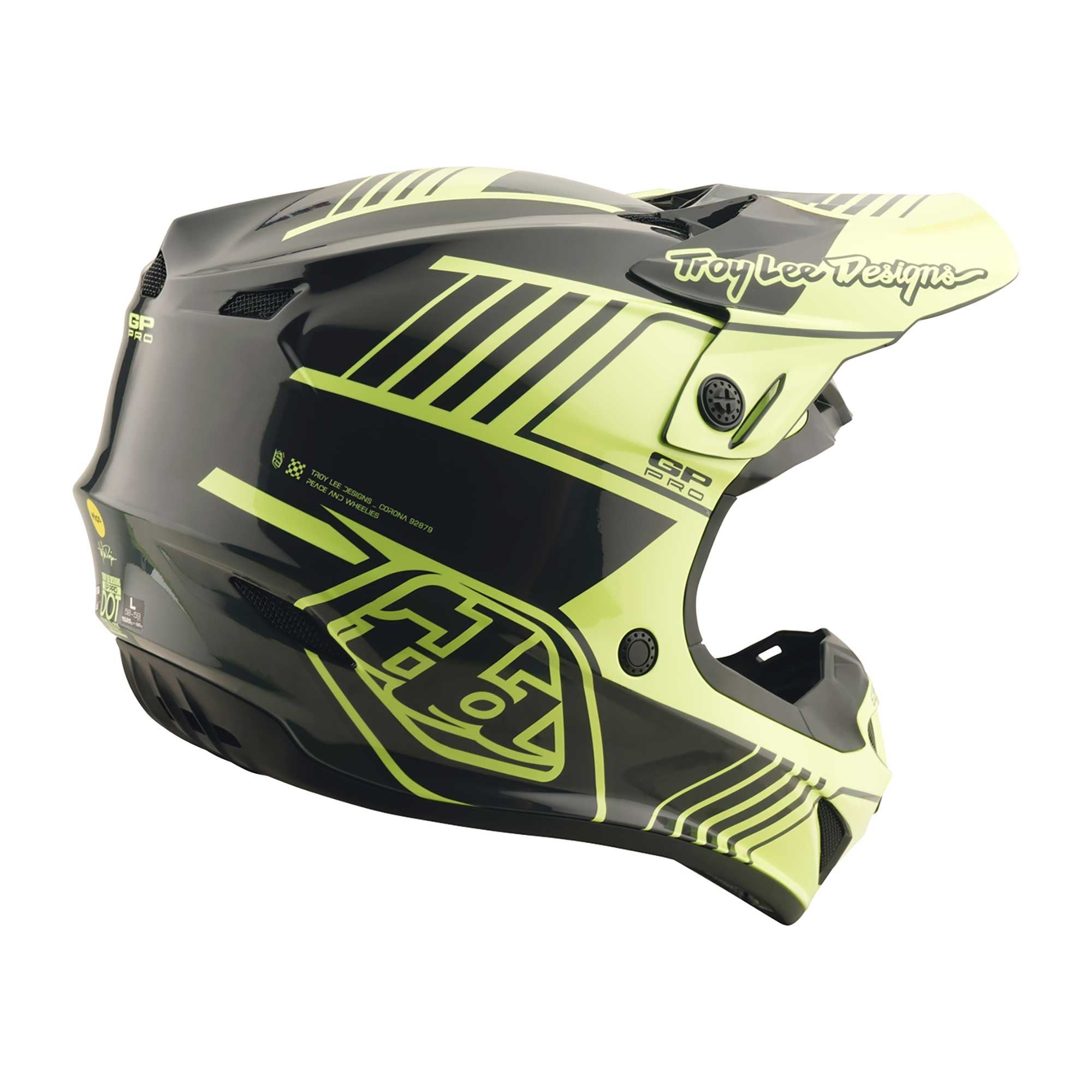 Troy Lee Motocross Helmet - GP Pro MIPS - SEGMENT (Glo Yellow/Black)