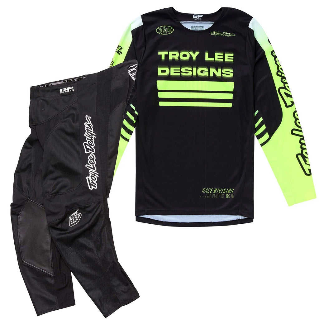 Troy Lee Motocross Jersey & Pant Kit - GP Pro SEGMENT / GP Pro Mono (Black/Flo Yellow)