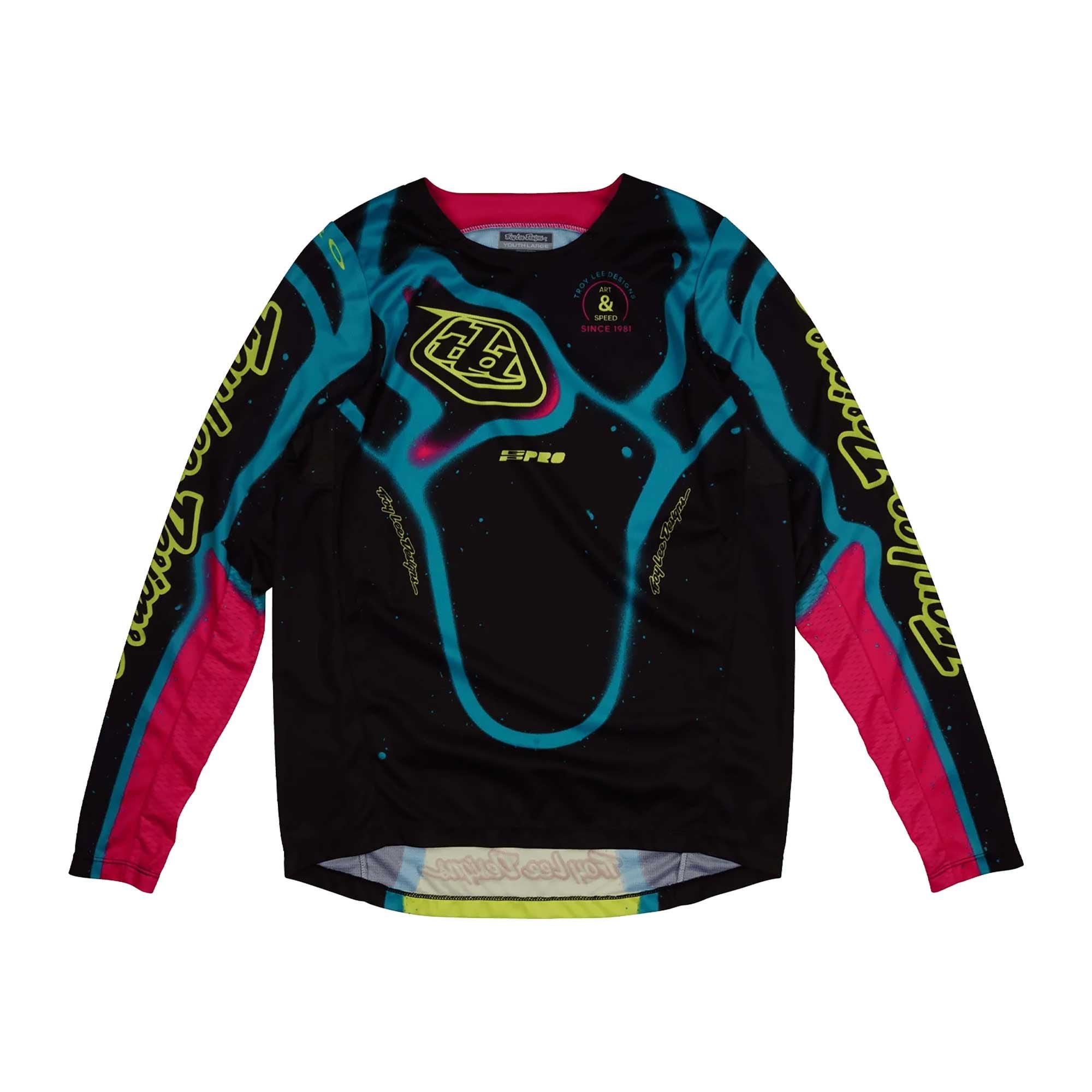 Troy Lee Motocross Kids | Youth Jersey - GP Pro MEMBRANE (Black/Teal/Pink/Glo Yellow)