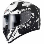 Vcan H128 Wraith Motorcycle Helmet (Black/White)