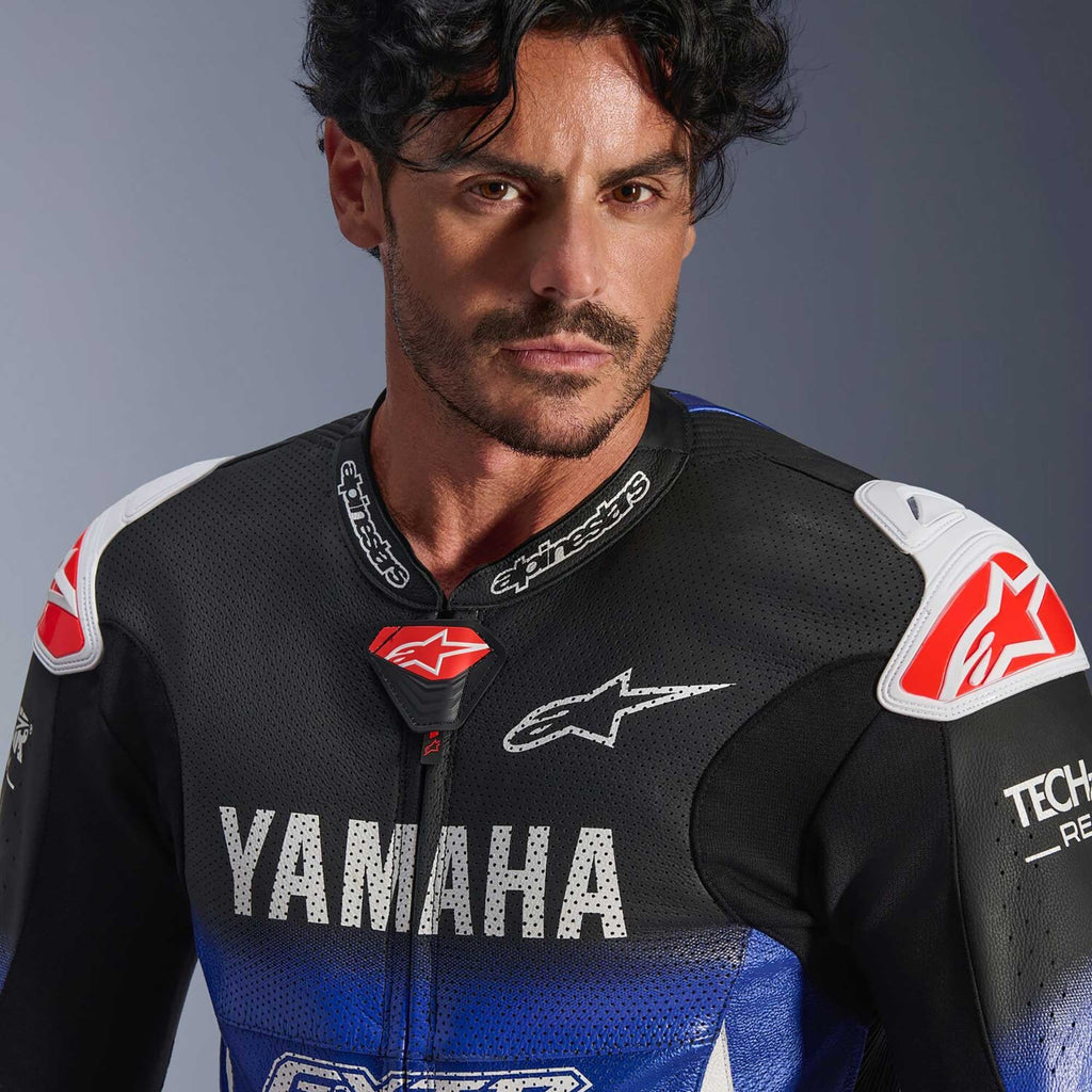 Alpinestars (Yamaha) GP-R7 Leather Race 1pc Suit (Metallic Blue/Black/White/Red Fluo)
